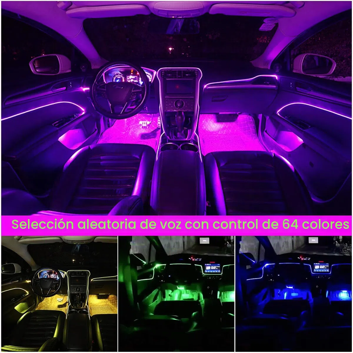 Tira de Luces LED para Interior de Coche, 6 Meter, con aplicación