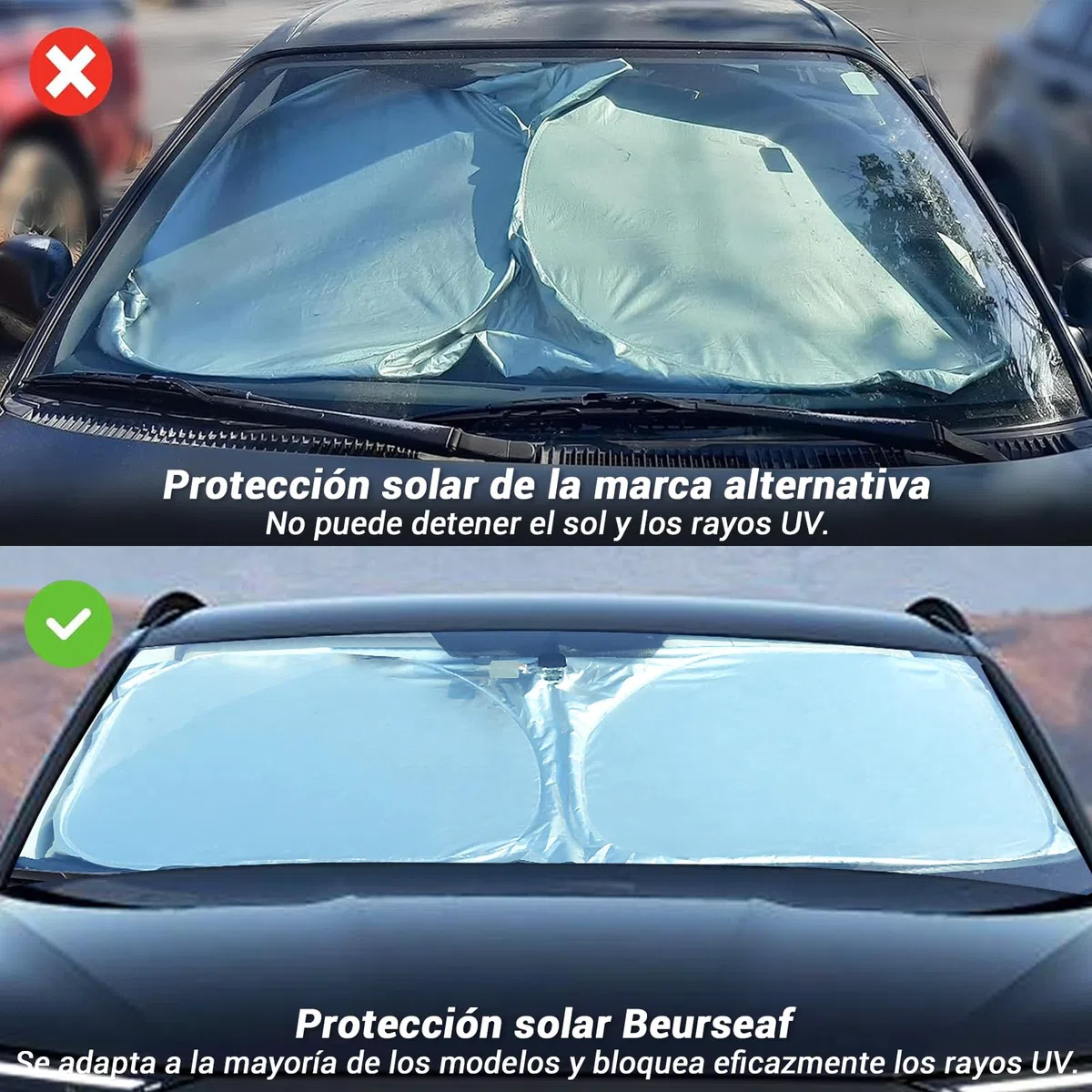 Parasol Coche Delantero,Protección Solar Coche,Protección UV Coche,2025 Parasol Reflectante Plegable con Protección UV para Parabrisas de Coche (L)