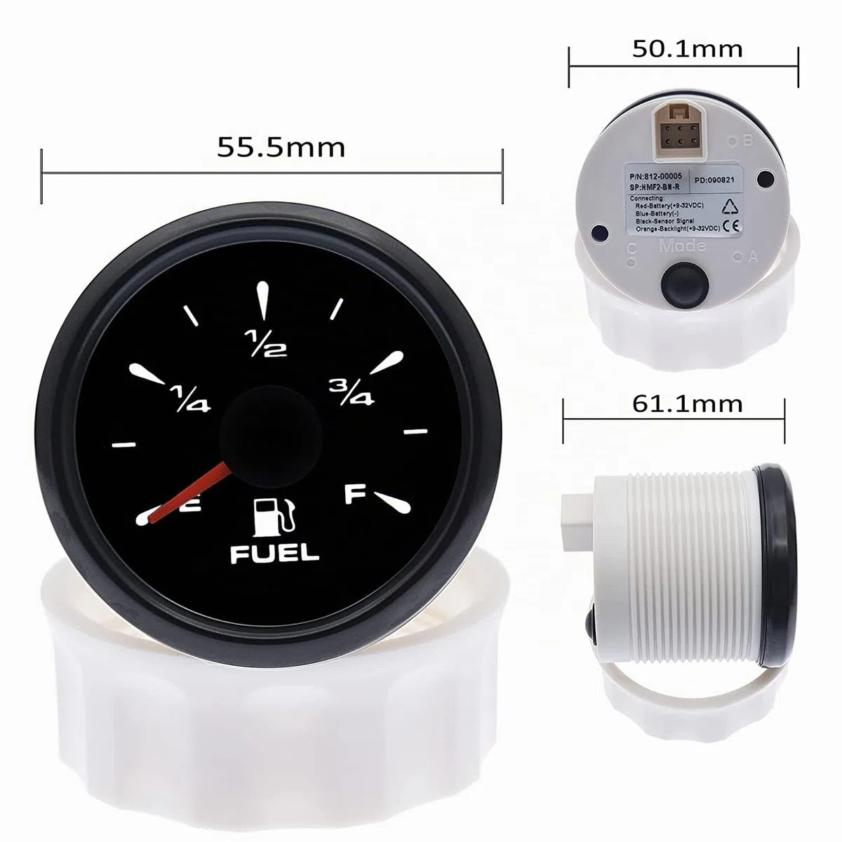Geloo 52mm Medidor de Nivel de Combustible, Universal Indicador Digital de Coche Medidor 0~190 ohm y 240-33 ohm