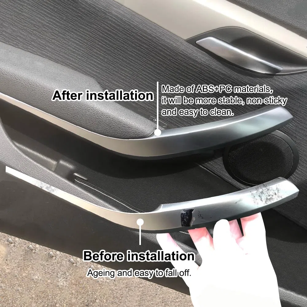 2 PCS Izquierda Derecha Coche Interior Panel de la Puerta Manija Tire Embellecedor Cubierta Auto Interior Manijas de la Puerta Cubiertas Compatible con B-MW X1 E84 10-16-Mate plata