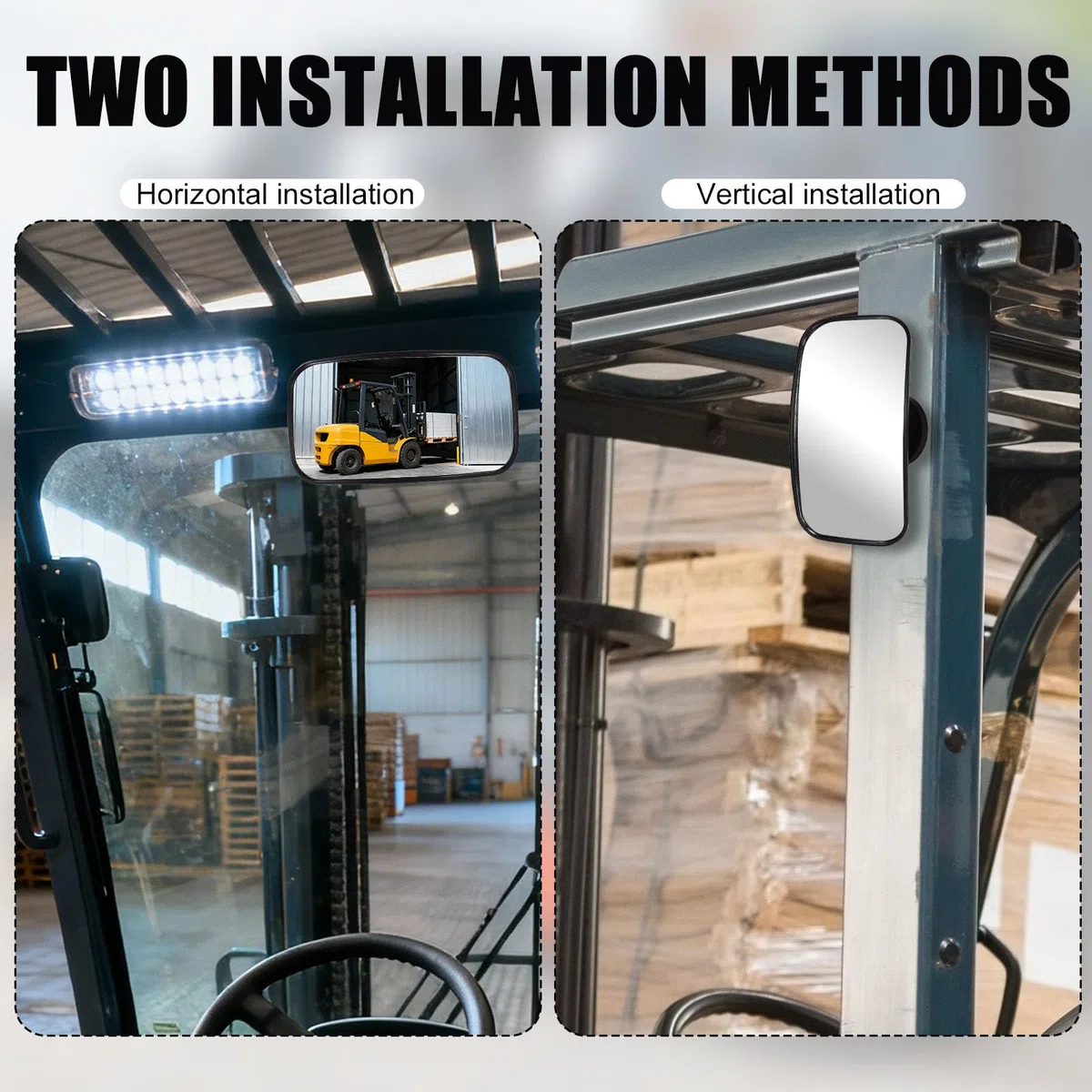 2uds Espejos Retrovisores Magnéticos para Montacargas, Espejos Laterales Magnéticos Cuadrados Universales Tractores Ajustables 360 Grados y Alta Definición para Múltiples Modelos Montacargas