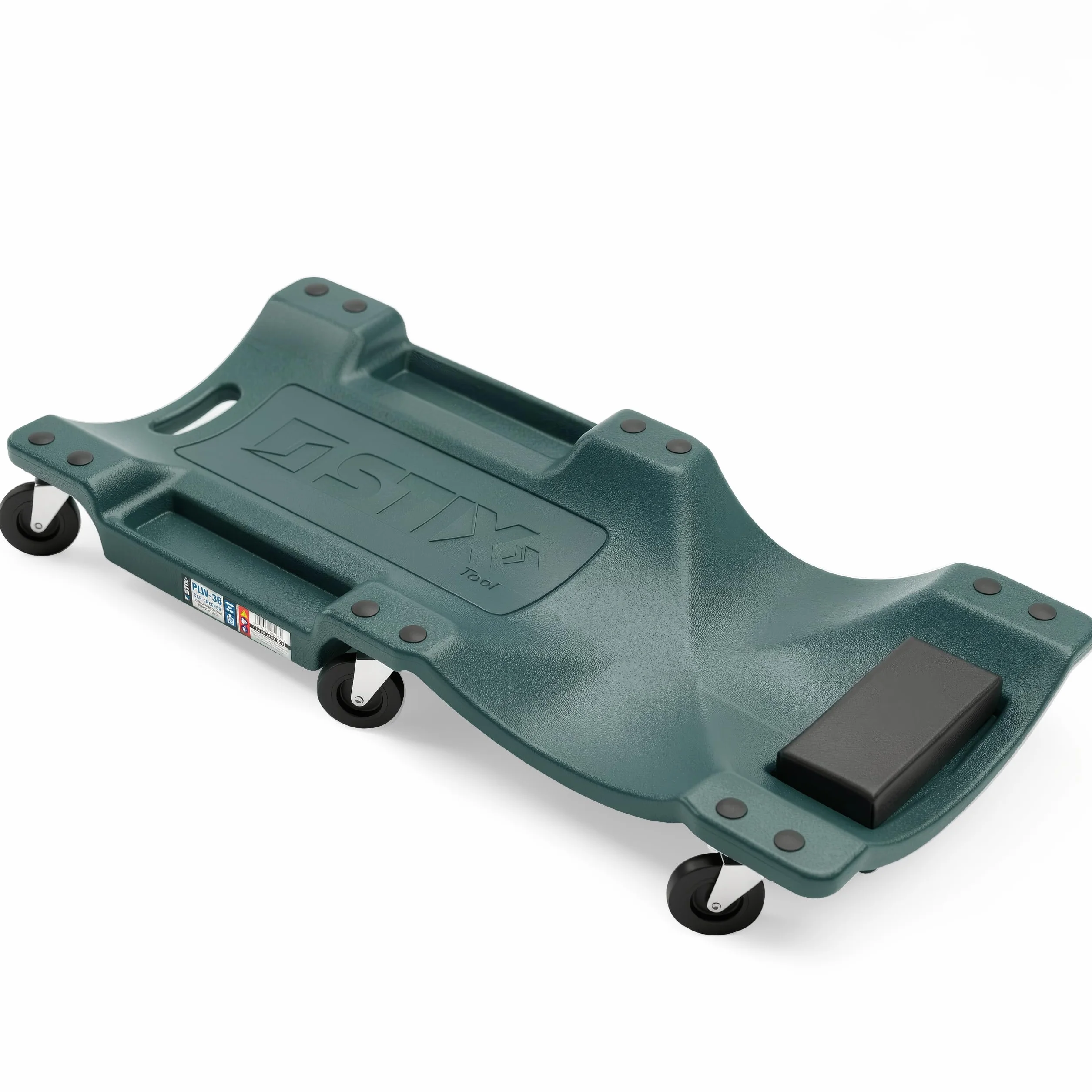 Stix Plataforma móvil para taller de coches, camilla de montaje para taller, capacidad de carga 150 kg con reposacabezas, 6 ruedas con bandejas para herramientas