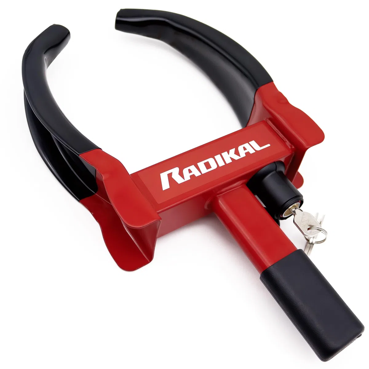 RADIKAL RK1001 Cepo Antirrobo Rueda Coche, Universal Regulable 18-29cm, Cerradura Alta Seguridad, Antiarañazos, Antirobo Inmovilizador Abrazadera para Bloqueo Coche, Furgoneta, Caravana, Remolque