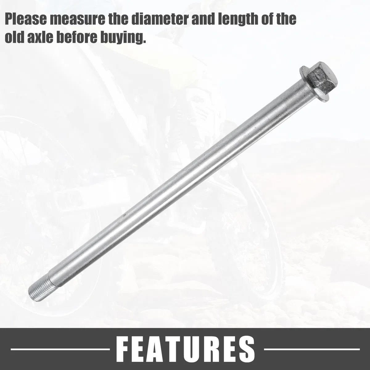 A ABSOPRO Eje delantero Trasero con Buje y Tornillo M14 258mm para Moto de Tierra Scooter ATV Rueda Eje de Acero Aleado Tono Plateado