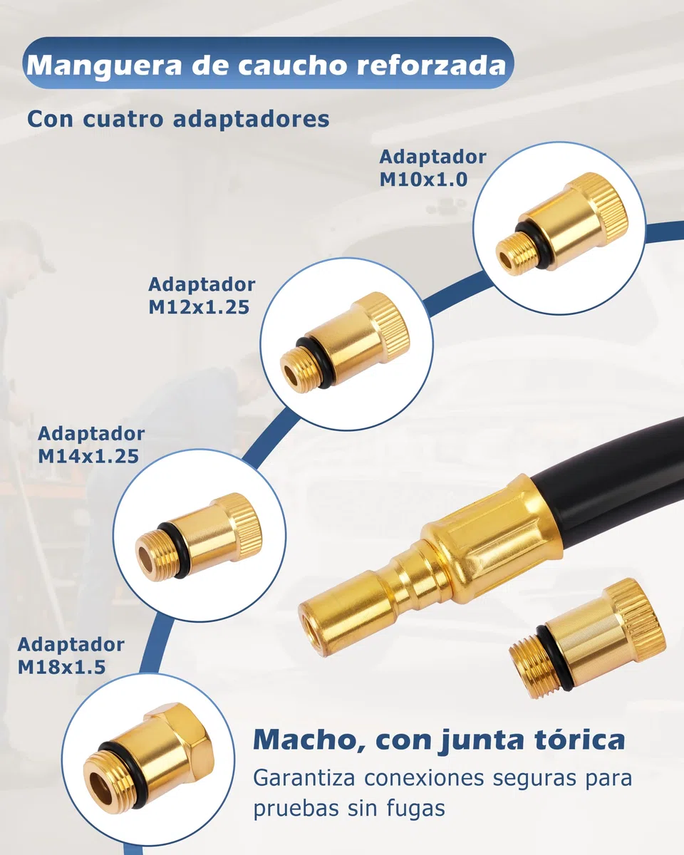 DAYUAN 9 piezas Comprobador de compresión Comprobador de Compresión Motor Comprobar Compresión Medir Coche M10 M12 M14 M18 0-20 bar & 0-300 PSI