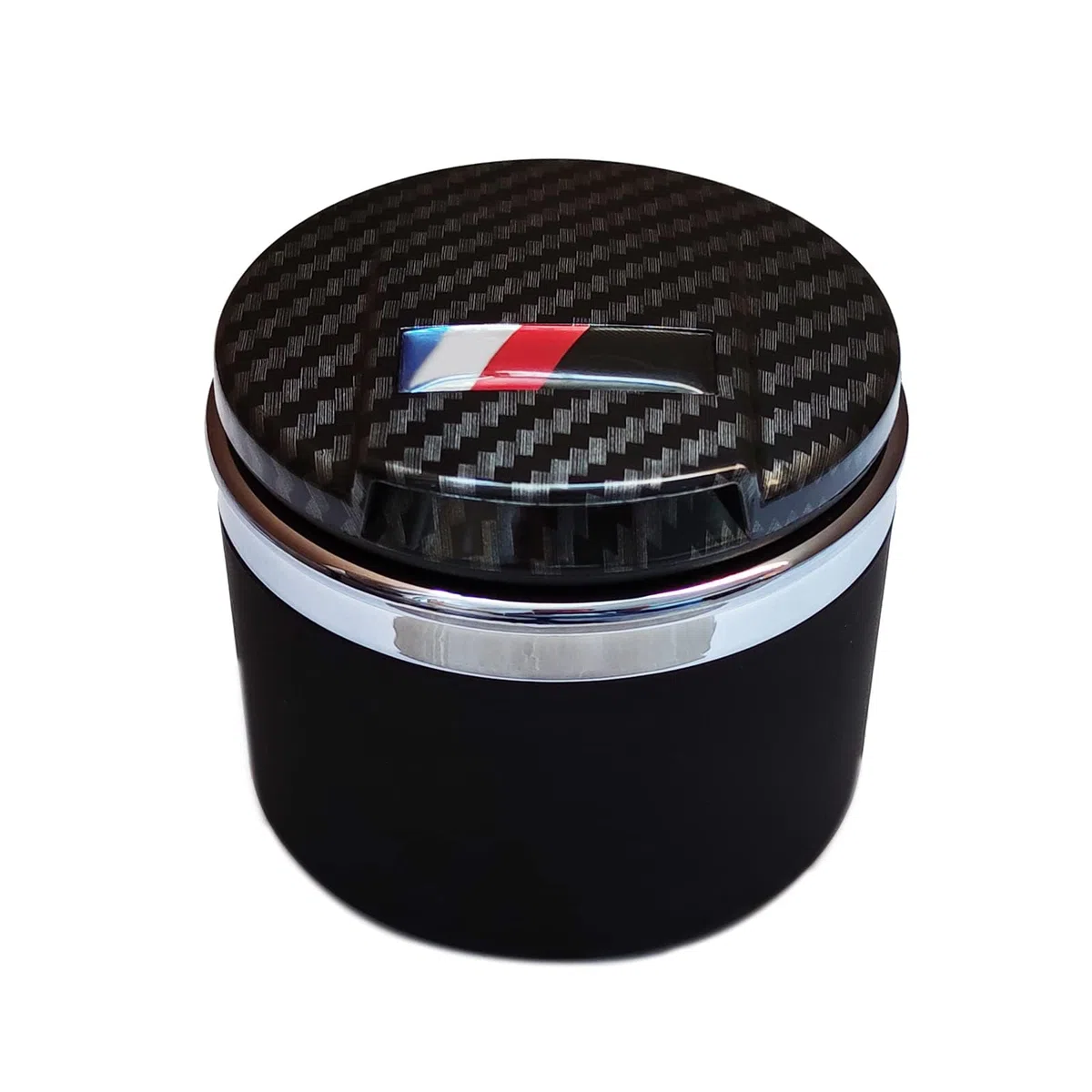 Cenicero de Coche para BMW Serie 1/3/5/7 y X1/X3/X5/X6, con Luz LED y Tapa, Desmontable y Portátil (Fibra de carbon)