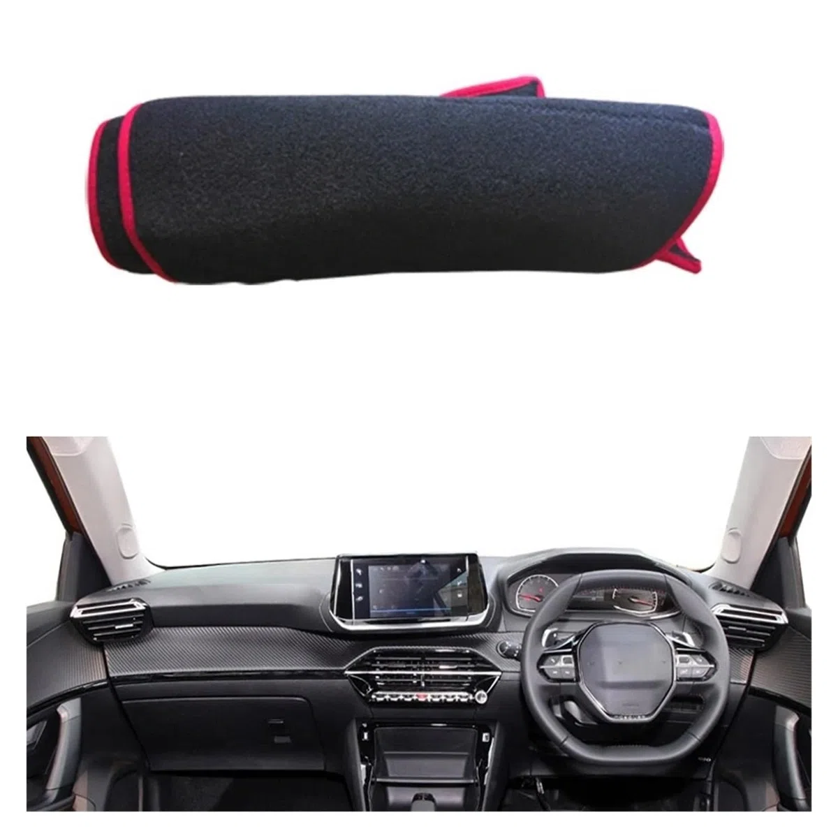 Cubierta Tablero Alfombrilla Salpicadero Para Peugeot 2008 E-2008 208 E208 GT 2019-2022 Protección Solar Protección UV Accesorios Coche Cubierta Salpicadero(RHD Red)