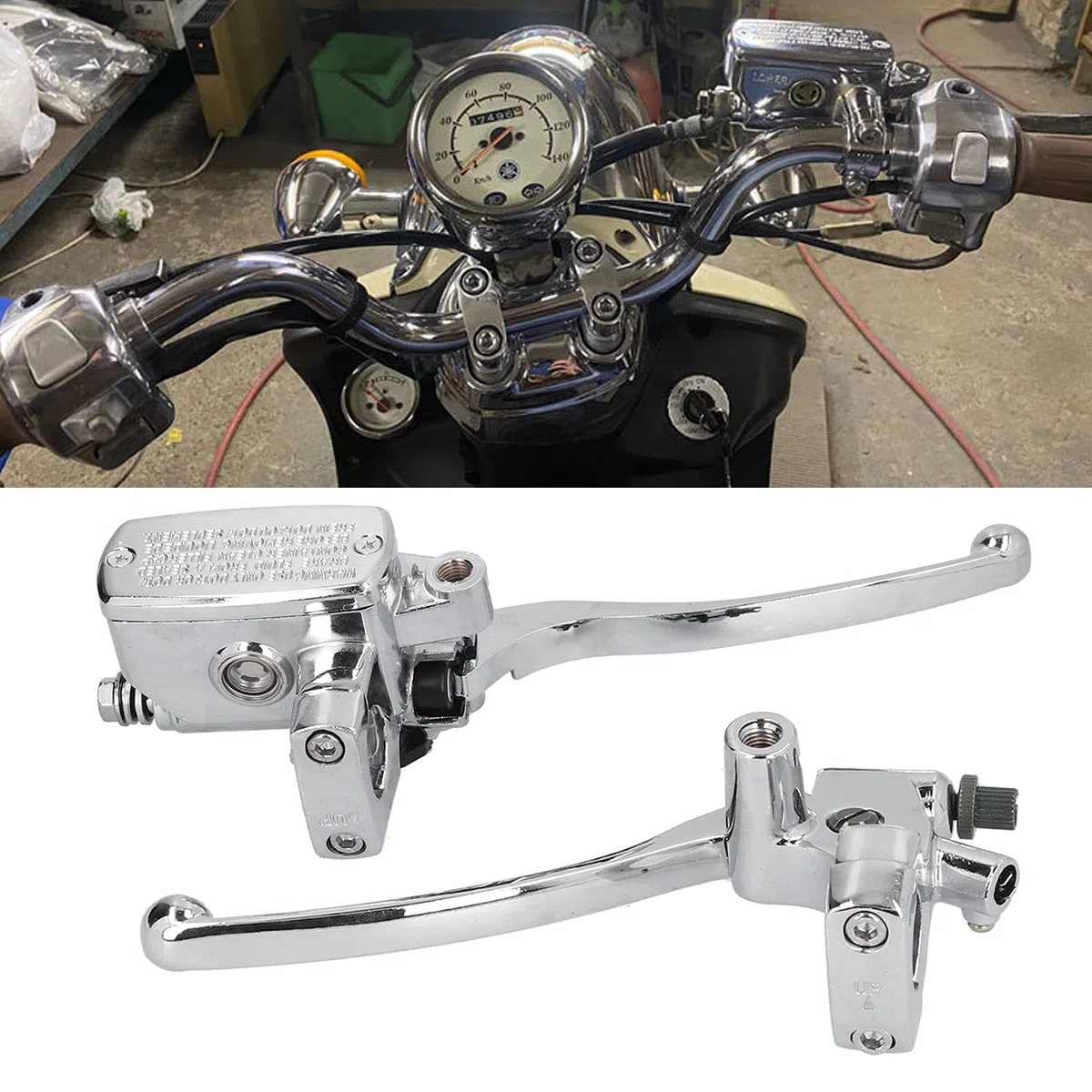 Naroote Palancas de de Freno de Embrague, Palancas de Freno de Embrague de Motocicleta 2 Piezas de Aluminio Aleación Fácil Instalación Palancas de Embrague de Freno de Motocicleta para Motocicleta