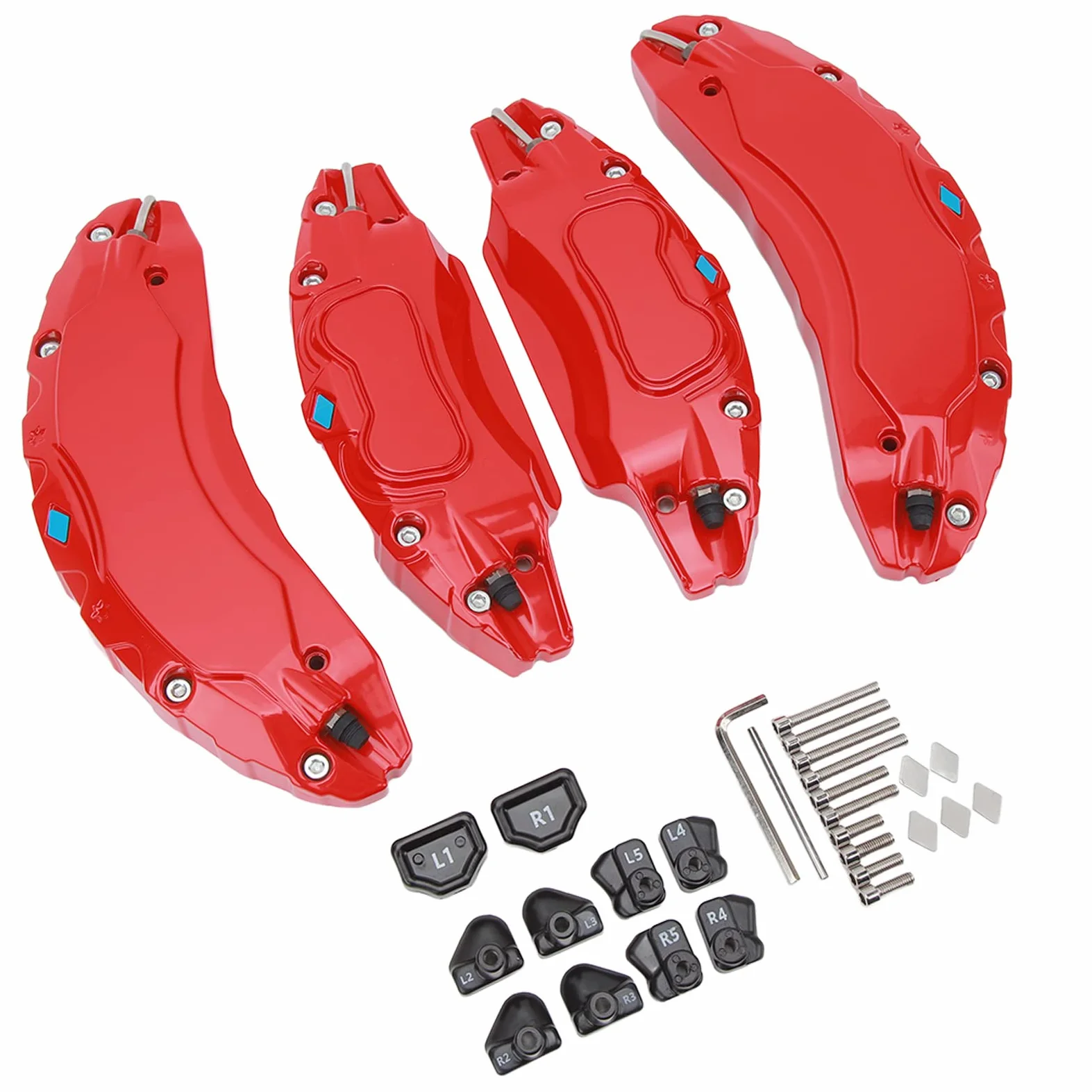 4 piezas cubre pinza freno de disco de aleación de aluminio para coche Reemplazo de la protección para rueda de 18 pulgadas y 19 pulgadas, rojo