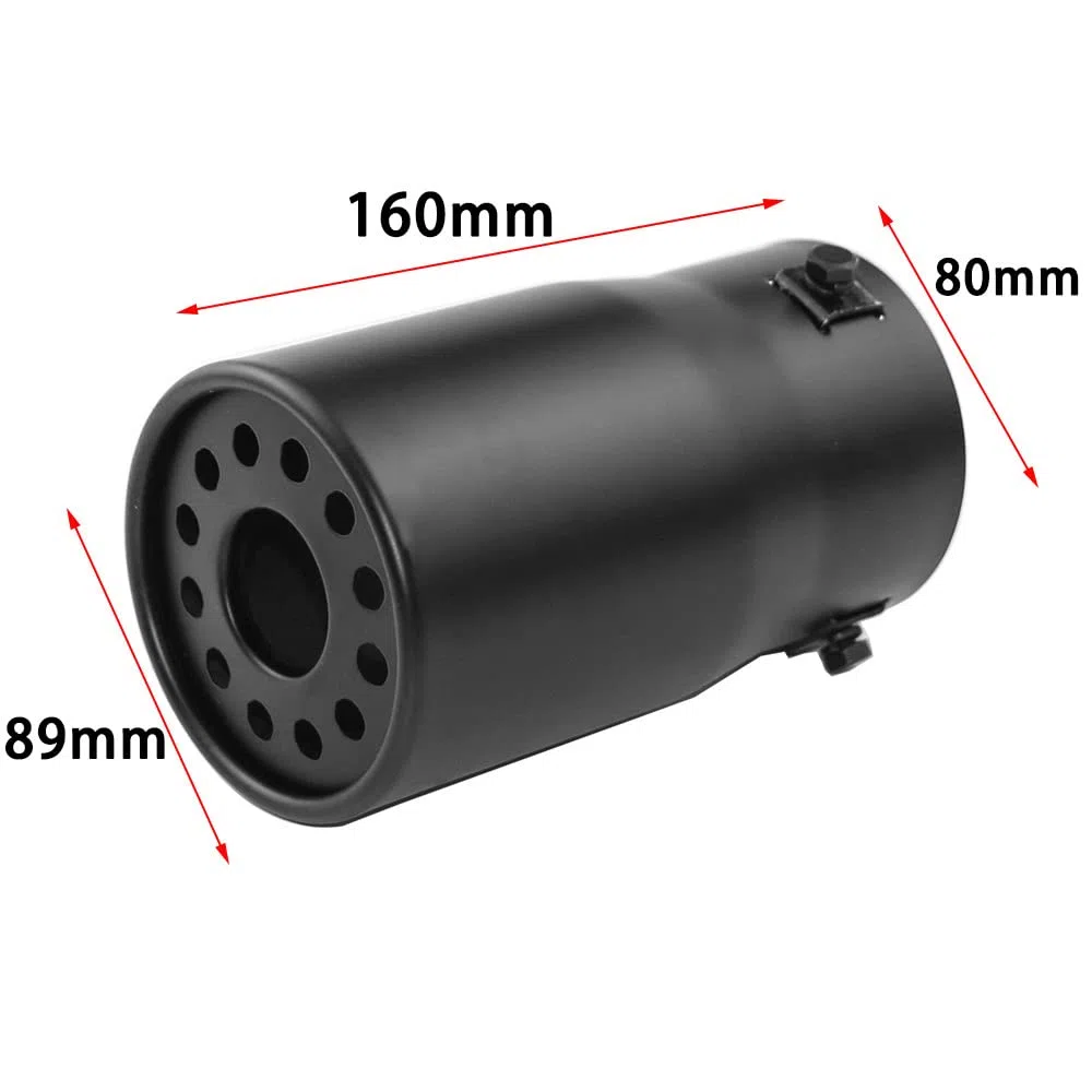 Riloer 80mm Tubo de escape de coche, DB killer silenciador de escape para coche, Silenciador en cromo, Acero inoxidable, Negro