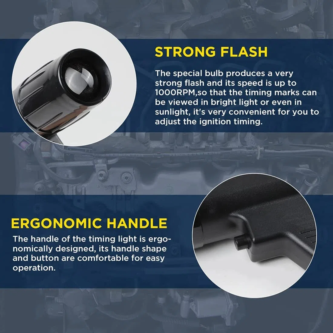 Lámpara estroboscópica de encendido (12 V, lámpara estroboscópica de encendido, luces estroboscópicas con flash potente para automóvil, protección sobrecarga para coche,