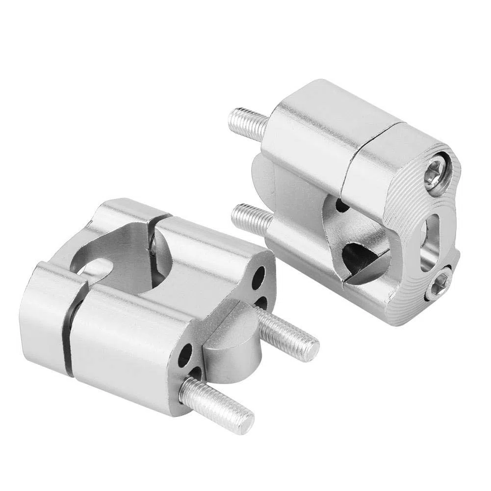 Elevador de eslabones de motocicleta, Par 22 mm / 28 mm Elevador de manillar de motocicleta con aleación de aluminio CNC(Plata)