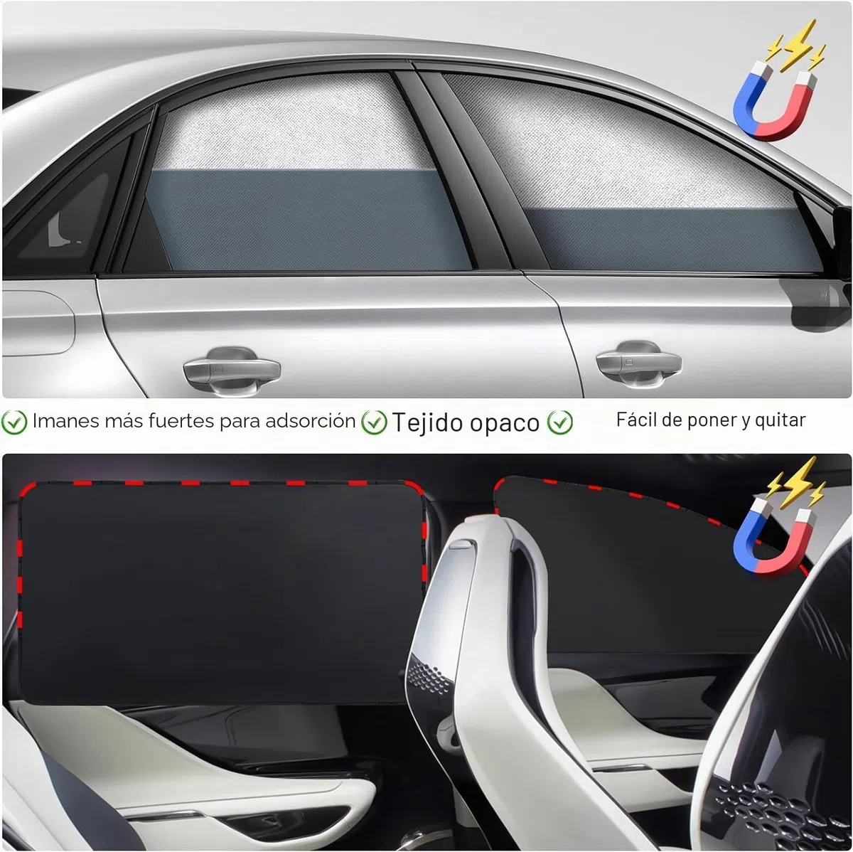 ZATOOTO Parasol Infantil Lateral - para Coche, Bebé/Niños/Mascotas/Adultos, Protección contra Rayos UV, Protección de Privacidad, Plata
