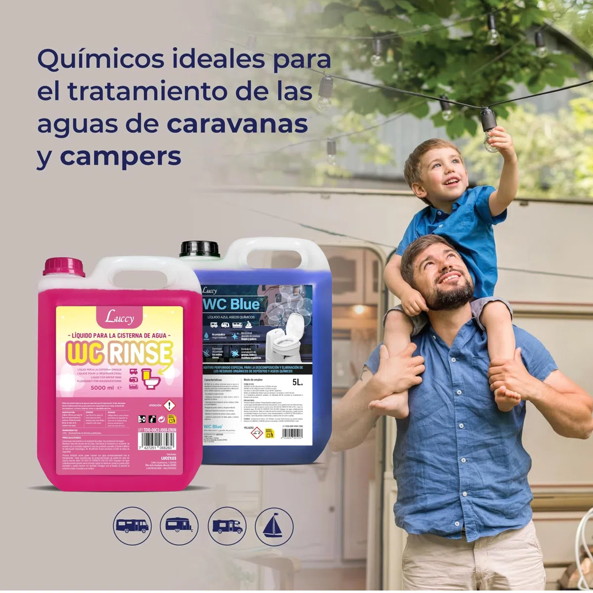 WC Blue Aditivo para Aguas negras 5 Litros, Sanitary Fluid Caravanas, Depósito de Residuos