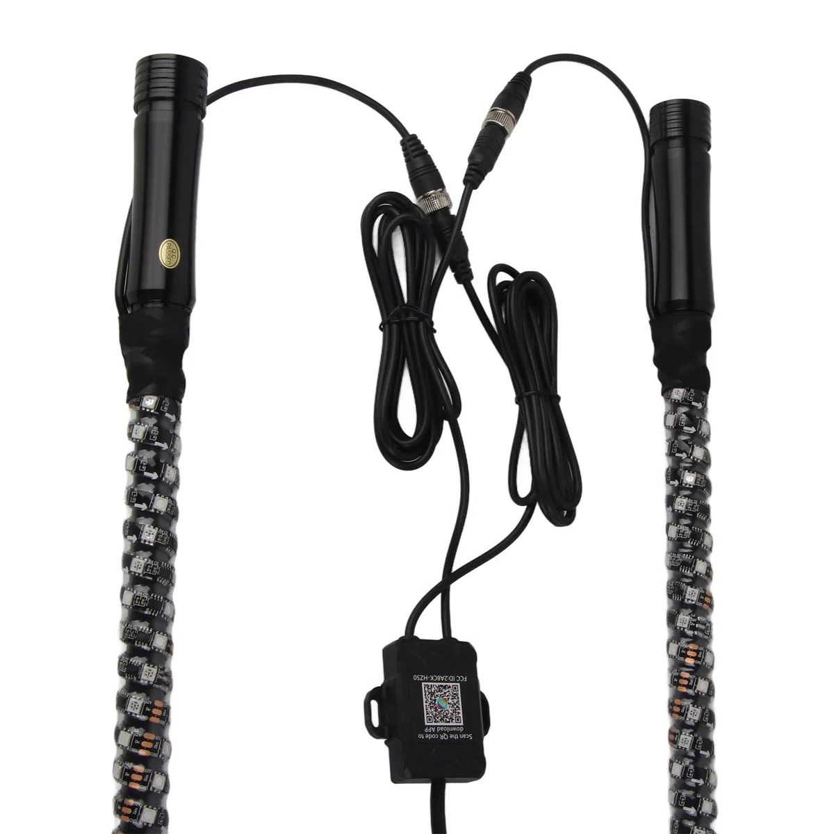 Aramox RGB LED Whip Light con Bandera APP Control LED RGB Chase Dancing Light Offroad Advertencia Iluminada Antena Látigos 300 Patrones 366 Modos 12 a 24V para UTV ATV Off Road (2 pies)