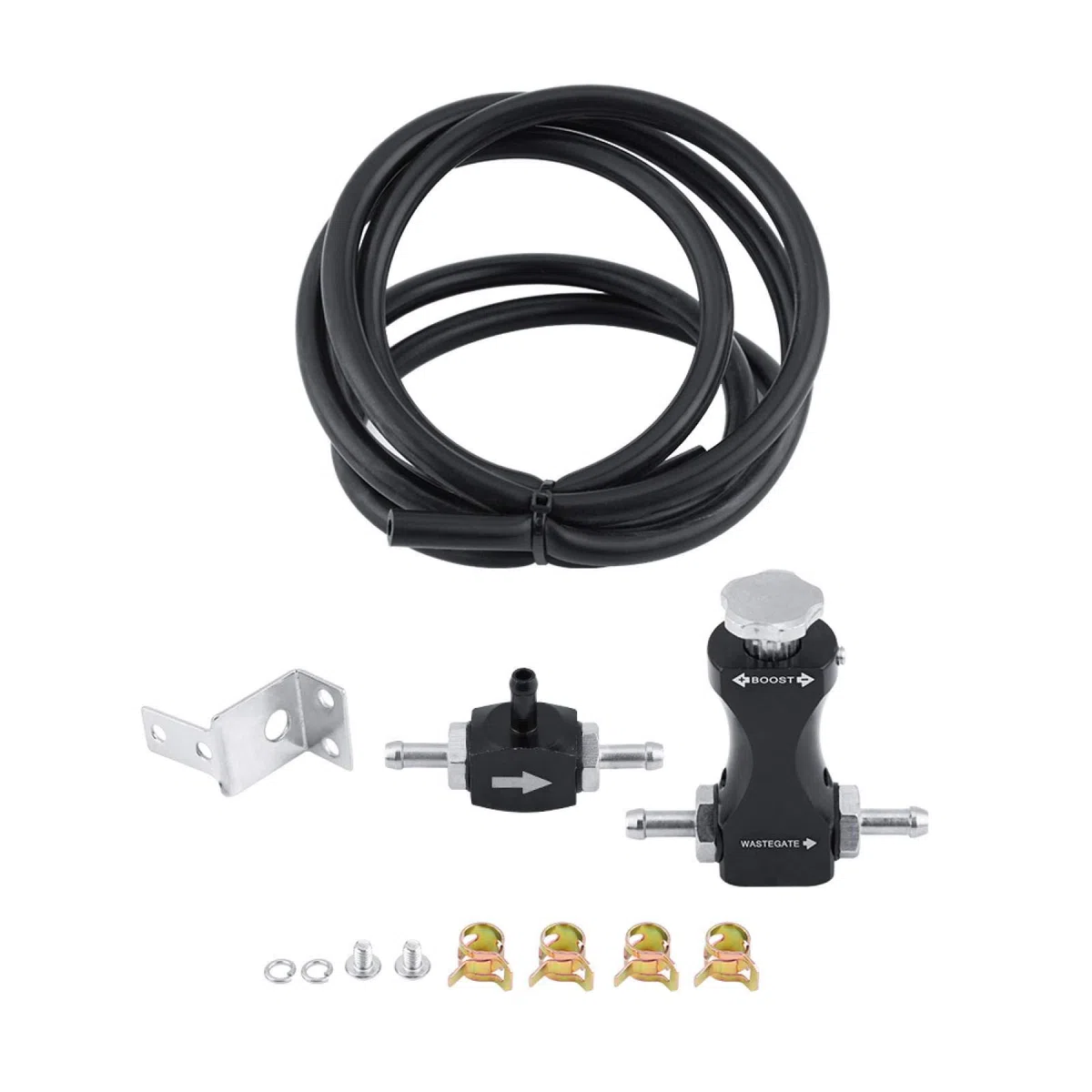 EBTOOLS para controlador boost turbo para controlador boost Controlador Turbo Boost Ajustable Manual Kit de controlador Turbo Boost Válvula de purga en T bilateral con soporte de montaje universal T