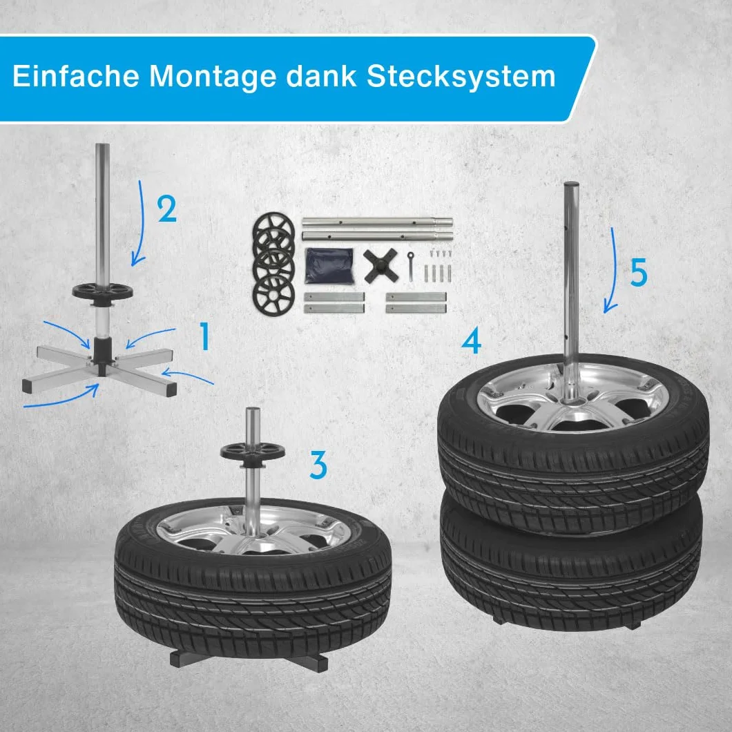 Cartrend 7730056 Soporte vertical Porta-ruedas con protector de neumáticos, hasta 225 mm de ancho de rueda