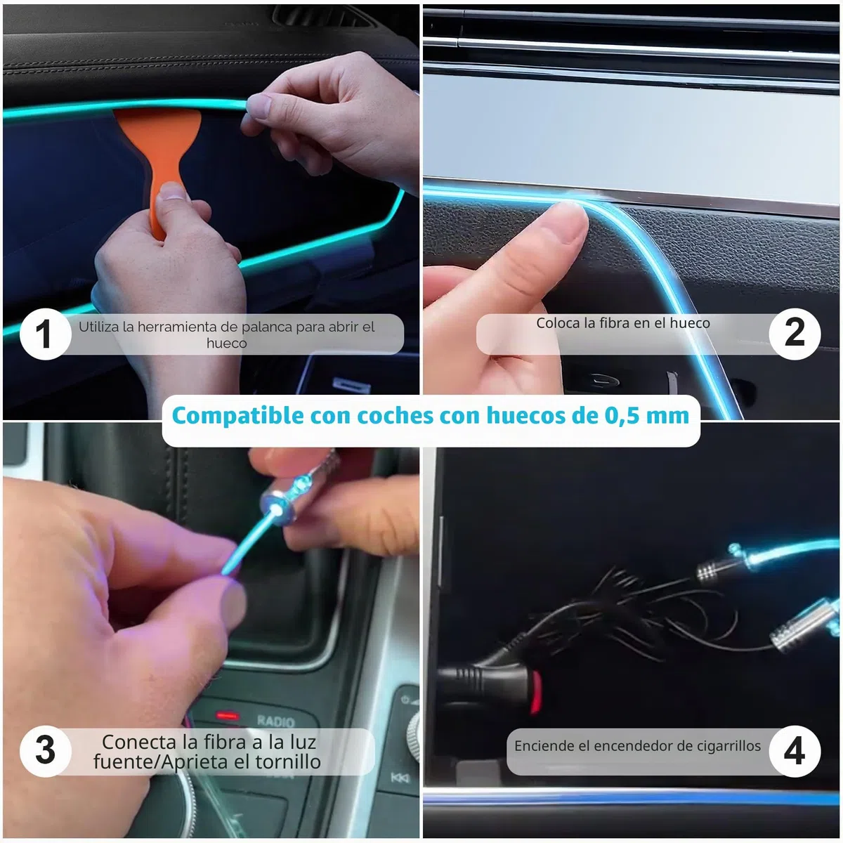 Tira de Luces LED para Interior de Coche, 6 Meter, con aplicación