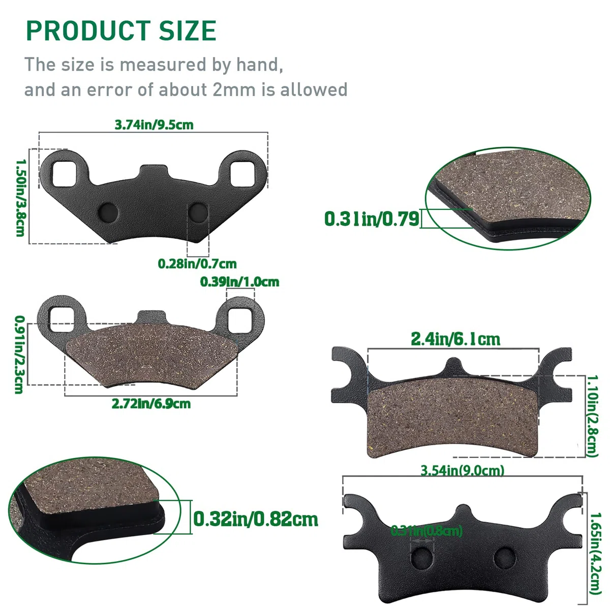 Pastillas de Freno Delantero y Trasero para POLARIS 500 Scrambler 2005-2012 500 Sportsman HO/EFI 2003-2008 Scrambler 500 400 2x4 4x4 Trail Blazer 330 250 Magnum 325 330 500