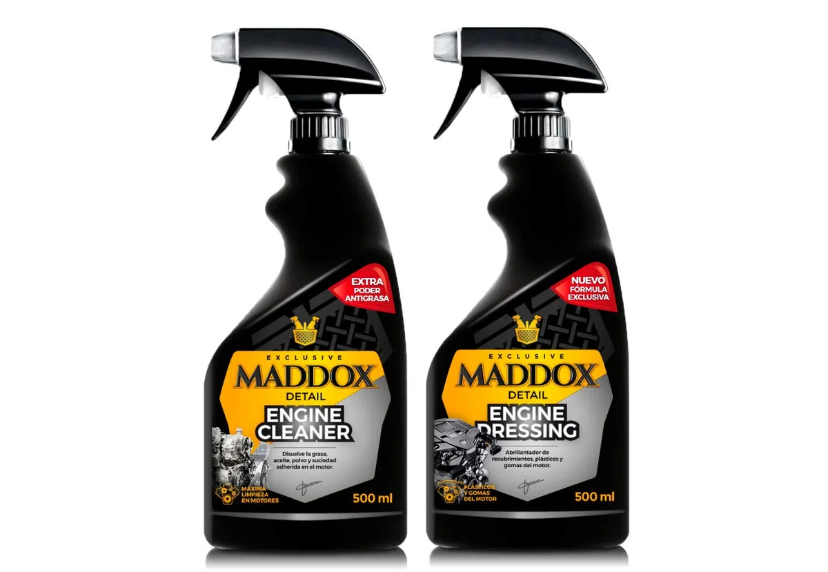 Maddox Detail - Limpia Motores e Hidratador de Plásticos para Coche | Set Limpieza de Coche para limpiar y cuidar tu motor | Hidratador de Gomas para Coche | Limpia Motor | Engine Care Kit 2x500ml