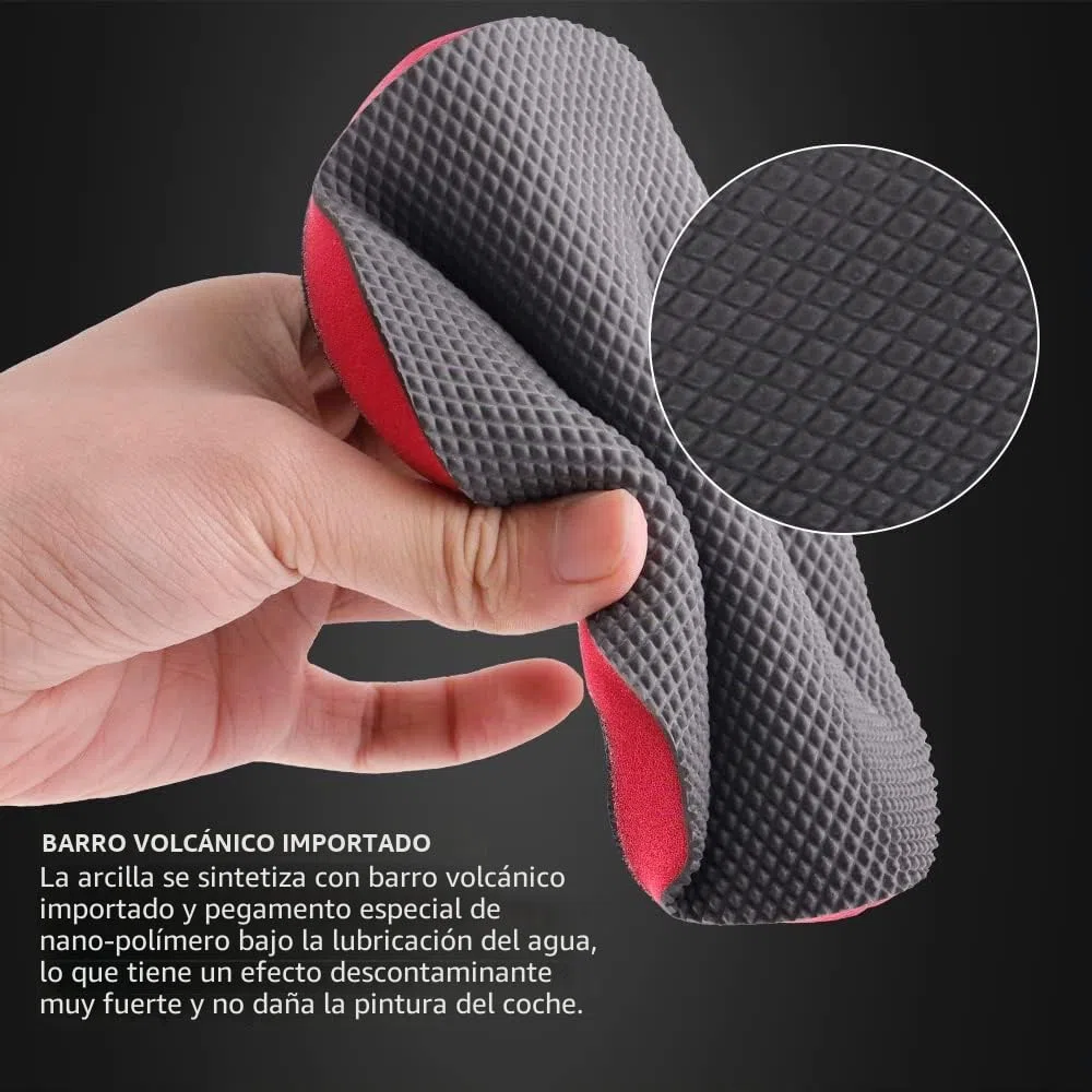 SPTA Clay Bar Pad, 1 Disco Clay Bar de 150 mm y 1 aplicador Manual de 150 mm, para Limpieza Magic Car Pad Limpieza, Reutilizable y Lavable