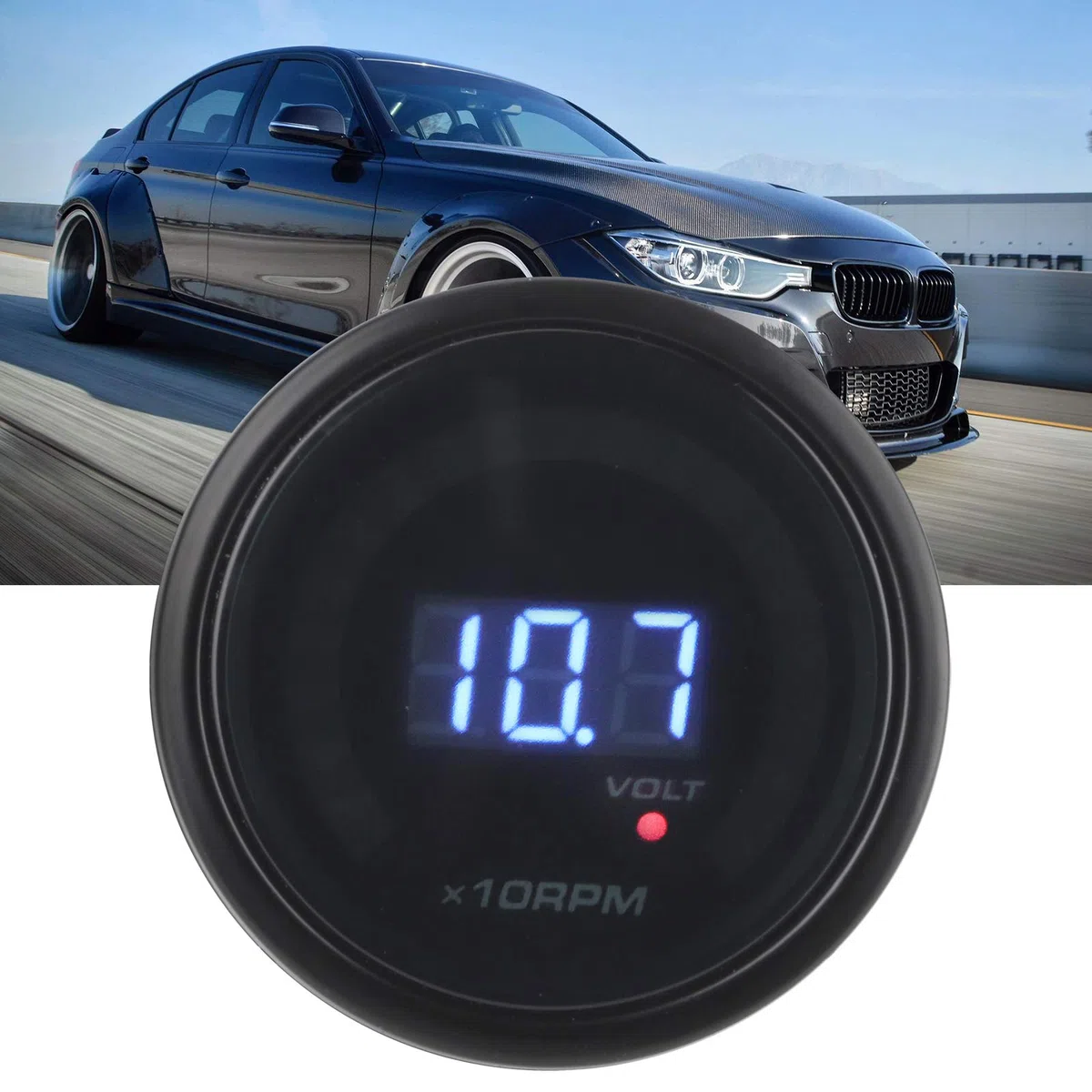 Tacómetro, Medidor de Voltímetro de Tacómetro de Alta Precisión con Pantalla Digital LED Universal 2 en 1 2 en 1 de 12 V para Coche
