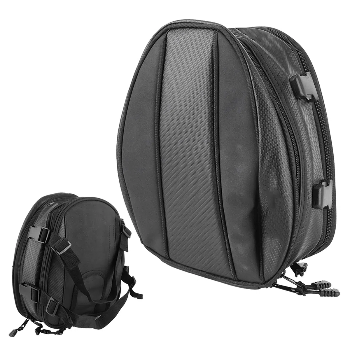 Kuuelyn Bolsa para asiento de motocicleta, cuero PU, negro, impermeable, asiento trasero, casco, cola, equipaje, caja