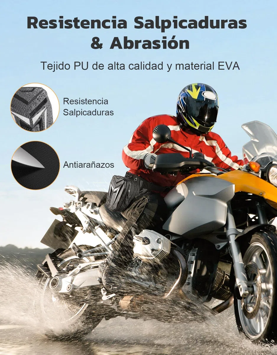 Mohard Pernera Moto con Correas, Bolsa Pierna Moto para Hombres y Mujeres, [Ampliable 40%] Duradero EVA Riñonera Moto con Reflector & Toma Auriculares para Ciclismo Senderismo Camping Escalada