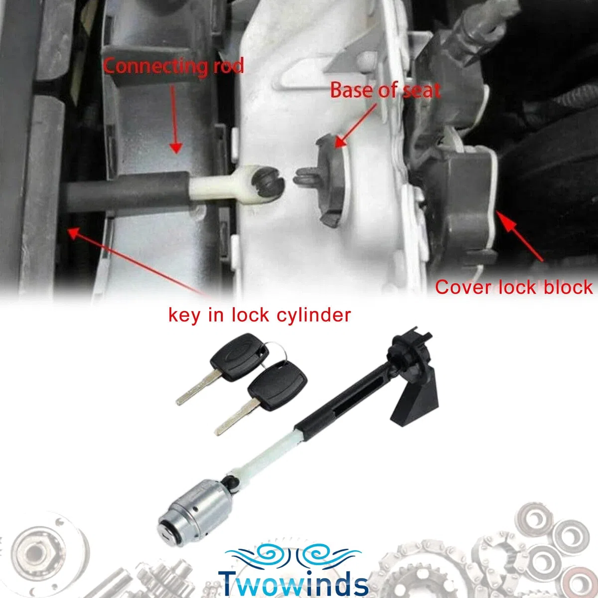 Twowinds - Bombín Cerradura Capó 4M5AA16B970 Compatible con Ford Focus 2 (2004-2012) - 1355231 - Liberación Capó - Cilindro Cierre - Llave