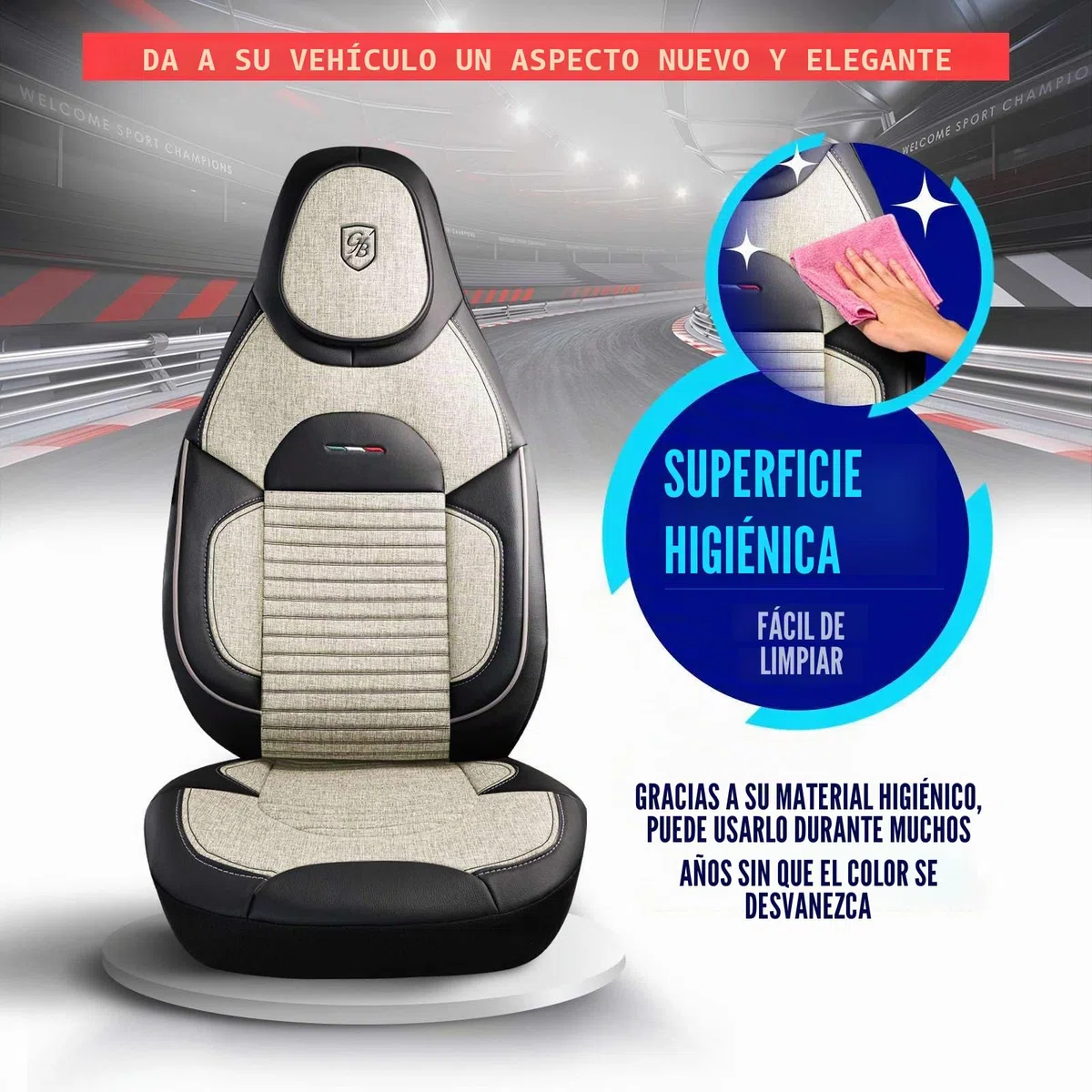 Fundas de Asiento Camper en Lino, compatibles Fiat Ducato, Citroën Jumper, Peugeot Boxer, Asientos Delanteros Conductor & acompañante, Camper & Caravana, Arena-Negro