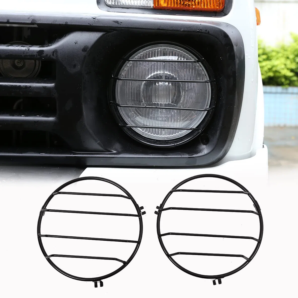 6 unids/set aleación de aluminio delantero niebla faros trasero lámpara trasera protector marco Trim cubierta para NIVA coche decoración (2 unids faro delantero)