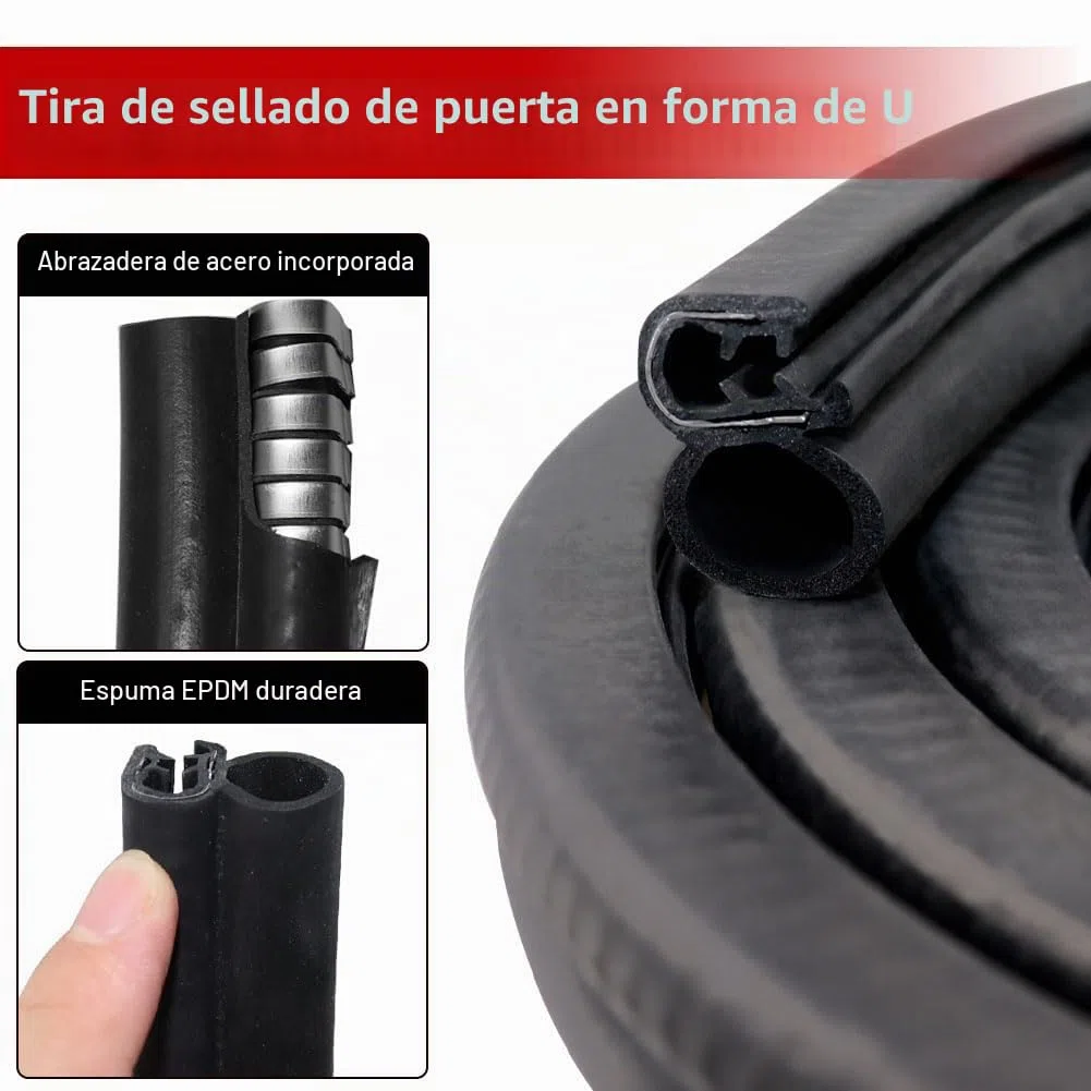 Junta de Goma Universal para Puerta de Coche, Perfil para Borde de Puerta y Maletero - Autocaravana, Barco (6m)