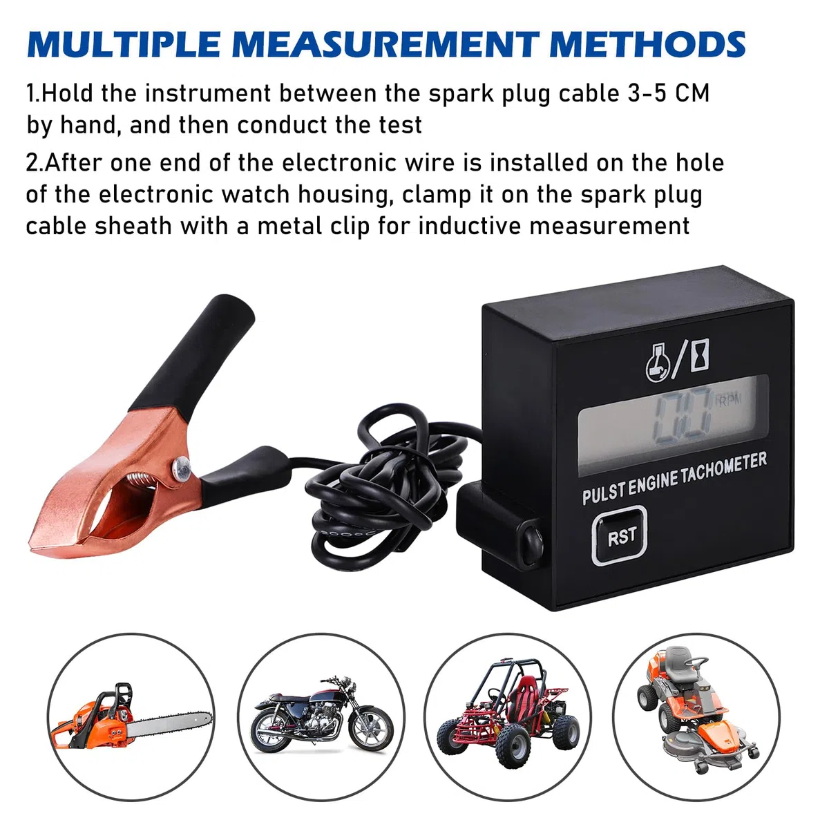 Tacómetro Digital: Tacómetro De Motor Digital De Gasolina, Cuentarrevoluciones Inductivas Con Contador De Horas, Tacómetro Inductivo Para Motosierras Cortadoras De Césped Motocicletas