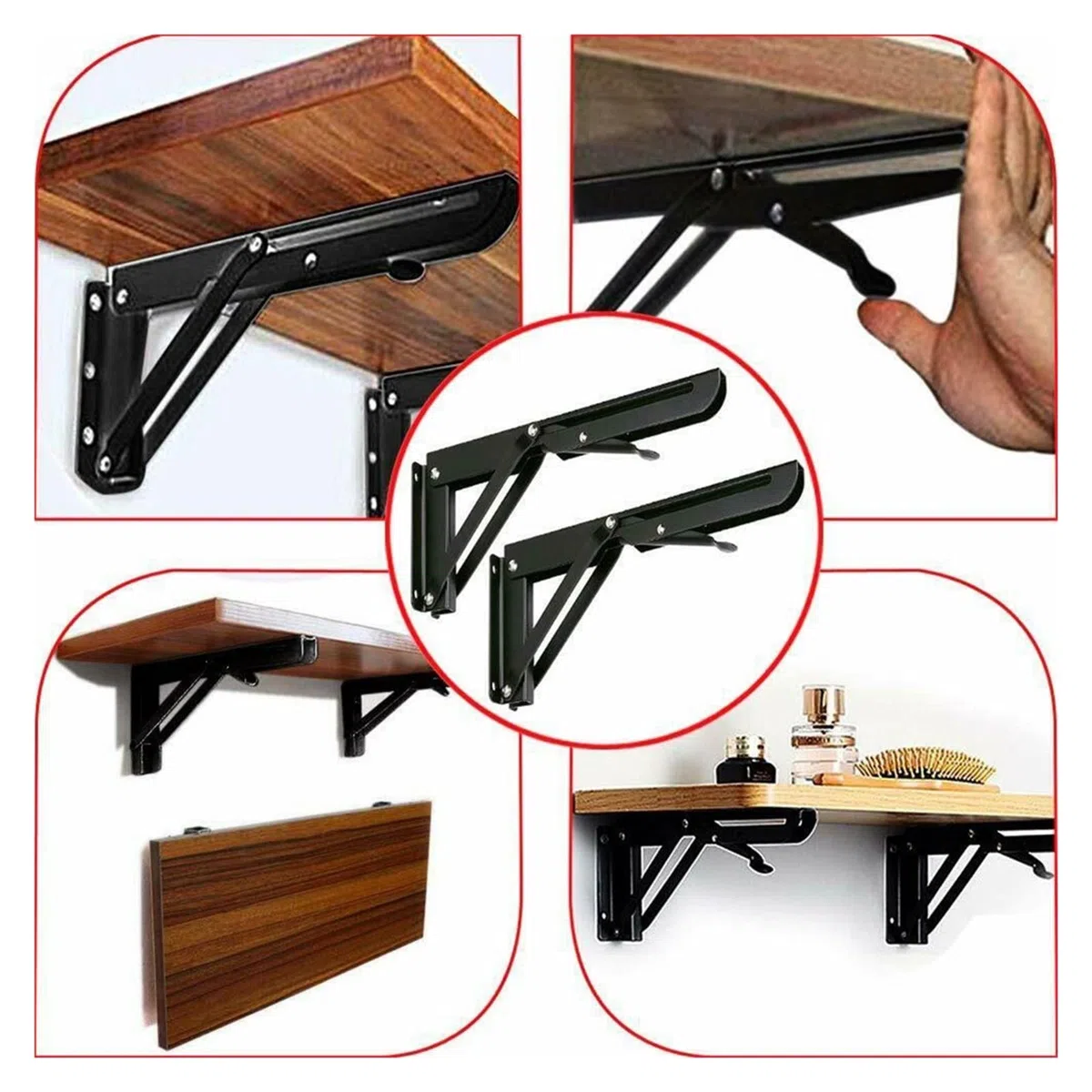 2 uds Campervan soporte plegable estante de mesa autocaravana caravana acabado negro acero inoxidable Mini accesorios coche,Componente de autocaravana