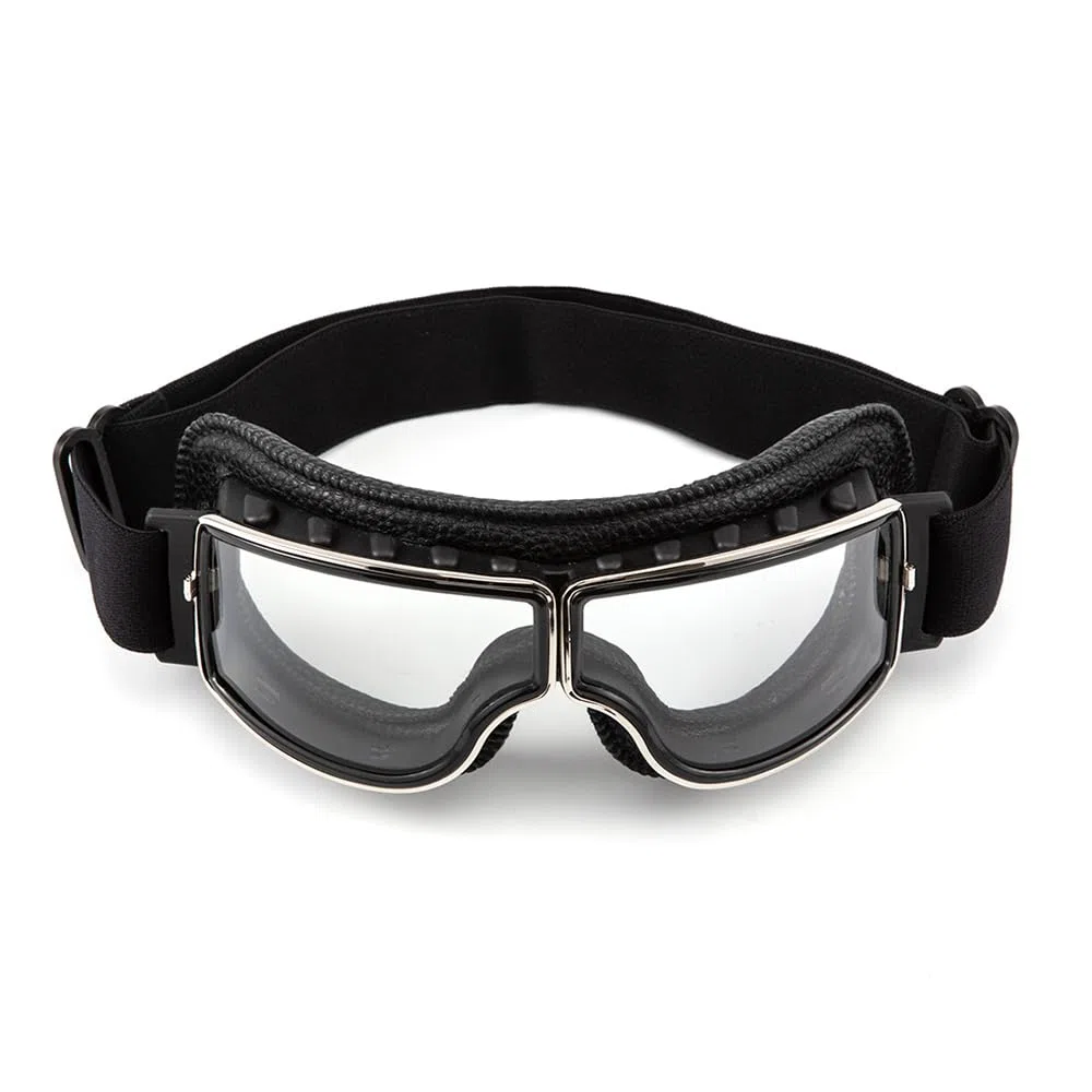 Gafas de moto vintage aviador retro plegables de cuero PU resistentes al viento para hombres y mujeres