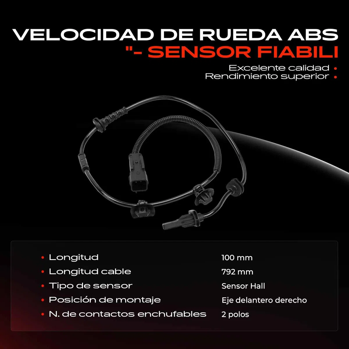 Frankberg Sensor de velocidad de ruedas Sensor ABS 2 Polos Compatible con Picanto JA 12 10 10 T-GDi 12 MPi 10 LPG 2017-2025 Replace# 58940G6300
