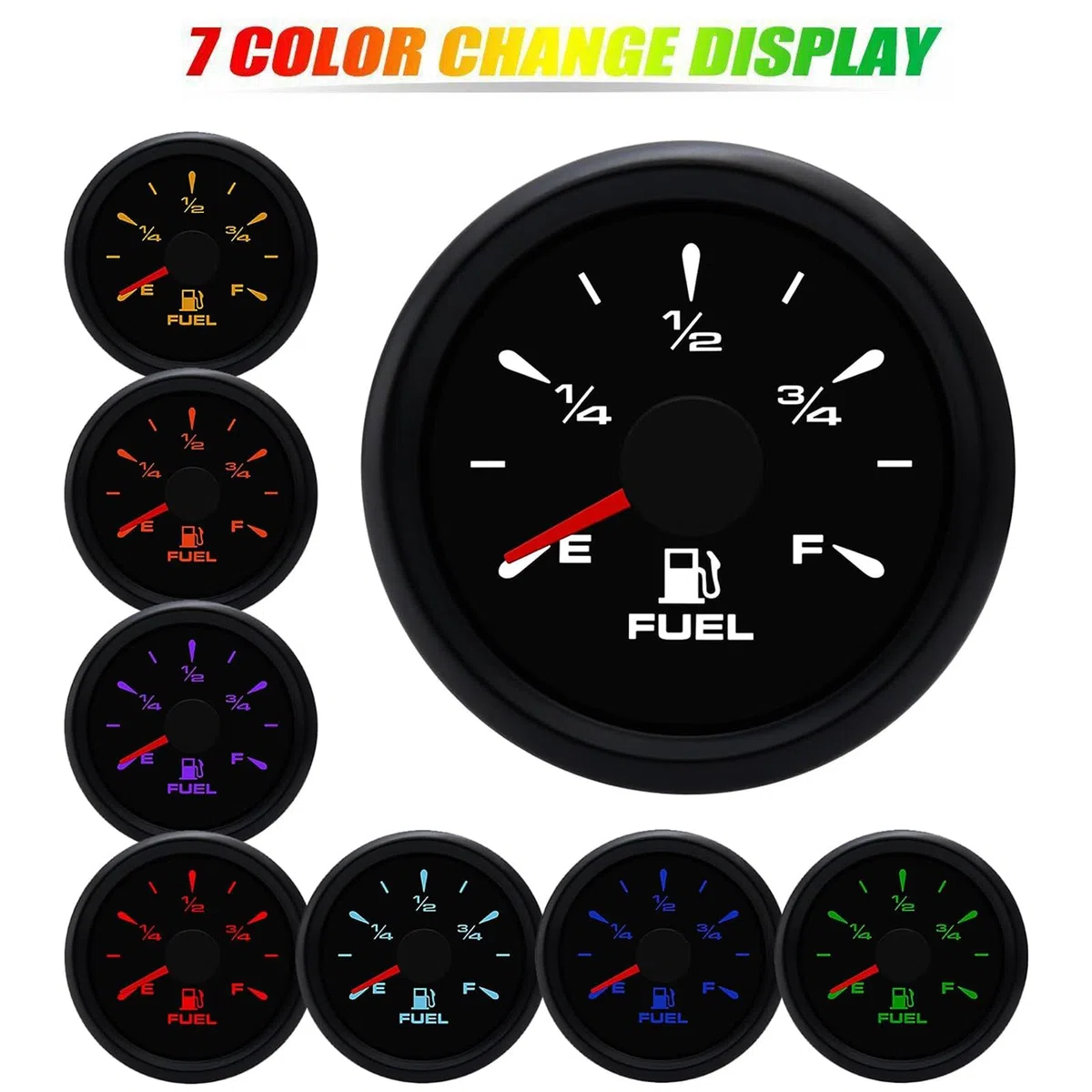 Geloo 52mm Medidor de Nivel de Combustible, Universal Indicador Digital de Coche Medidor 0~190 ohm y 240-33 ohm