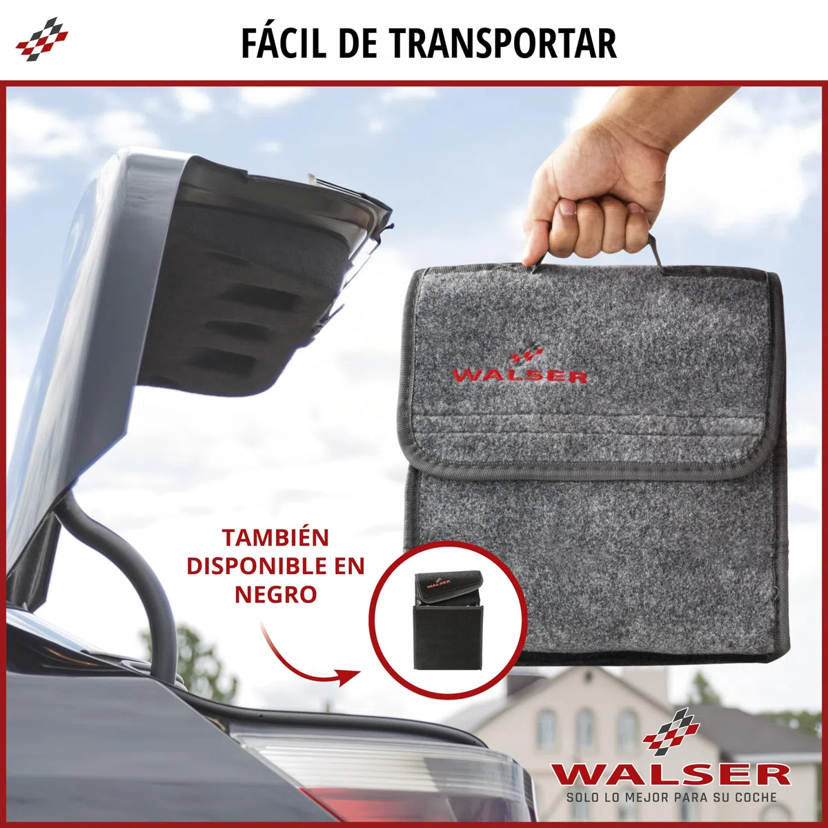 Walser Bolsa de Herramientas para el Maletero Toolbag tamaño XXL, Organizador de Fieltro para el Maletero, Bolsa para el Coche Ok Gris