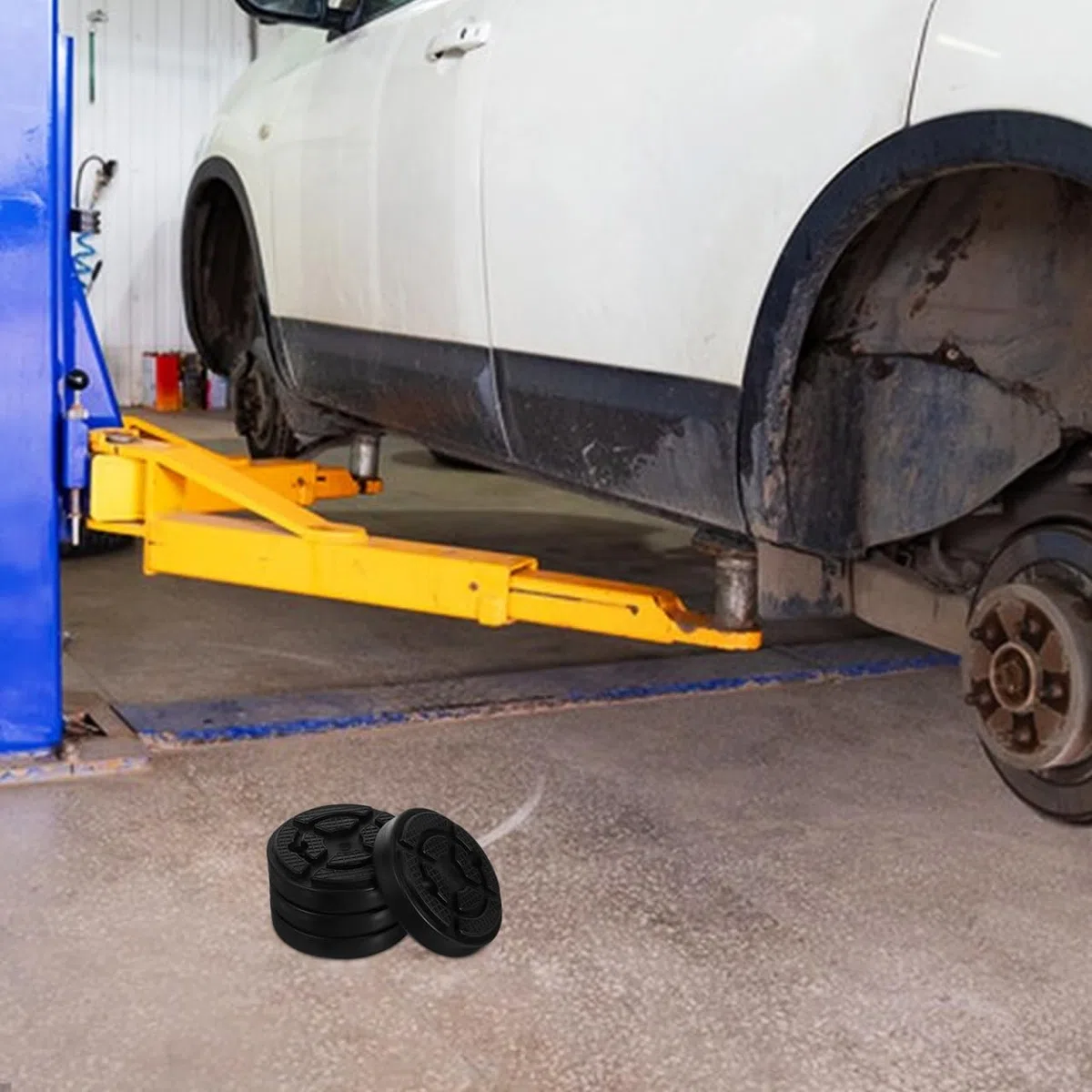 INOOMP 4 Piezas Tacos de Goma para Elevador de Coche Almohadillas Redondas de Caucho para Soporte Elevador Antideslizantes y Resistentes para Puentes de Dos Columnas Accesorios de