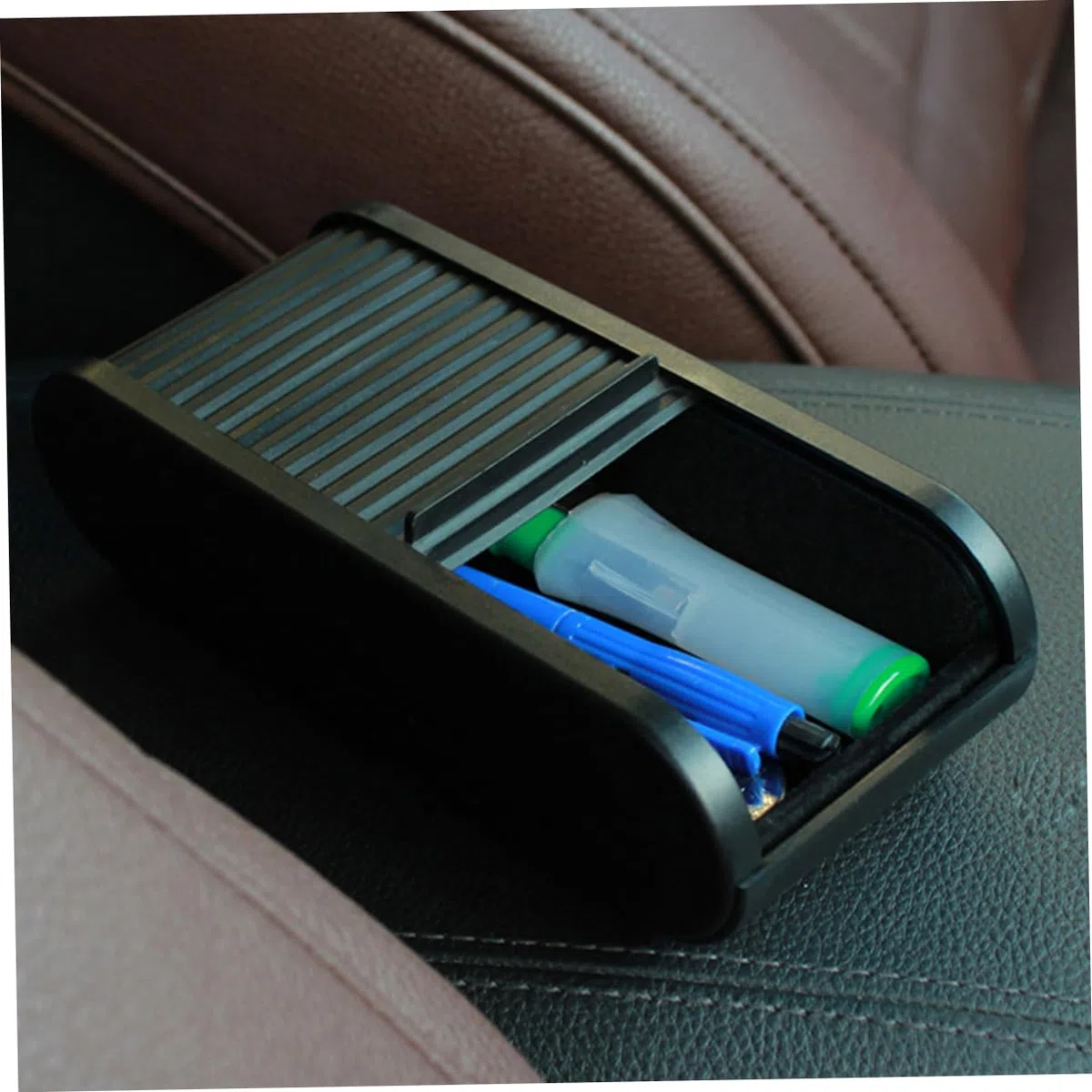 Mobestech Organizador Práctico y Ligero para Coche, 2 Piezas de Plástico Negro, Adecuado para Snacks y Objetos Pequeños Interior del Automóvil