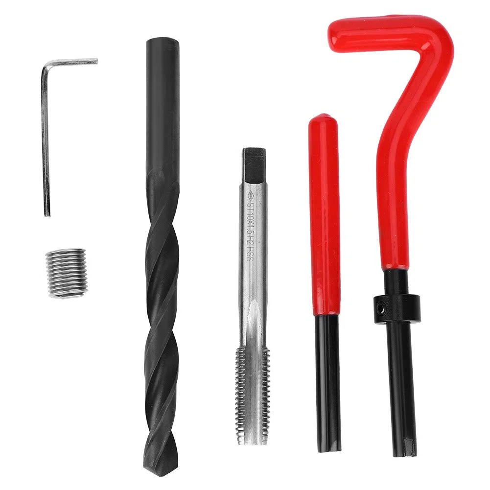 Juego de Herramientas de reparación de roscas helicoil, 17 Unidades, M10 x 1,5 Herramienta de inserción de roscas