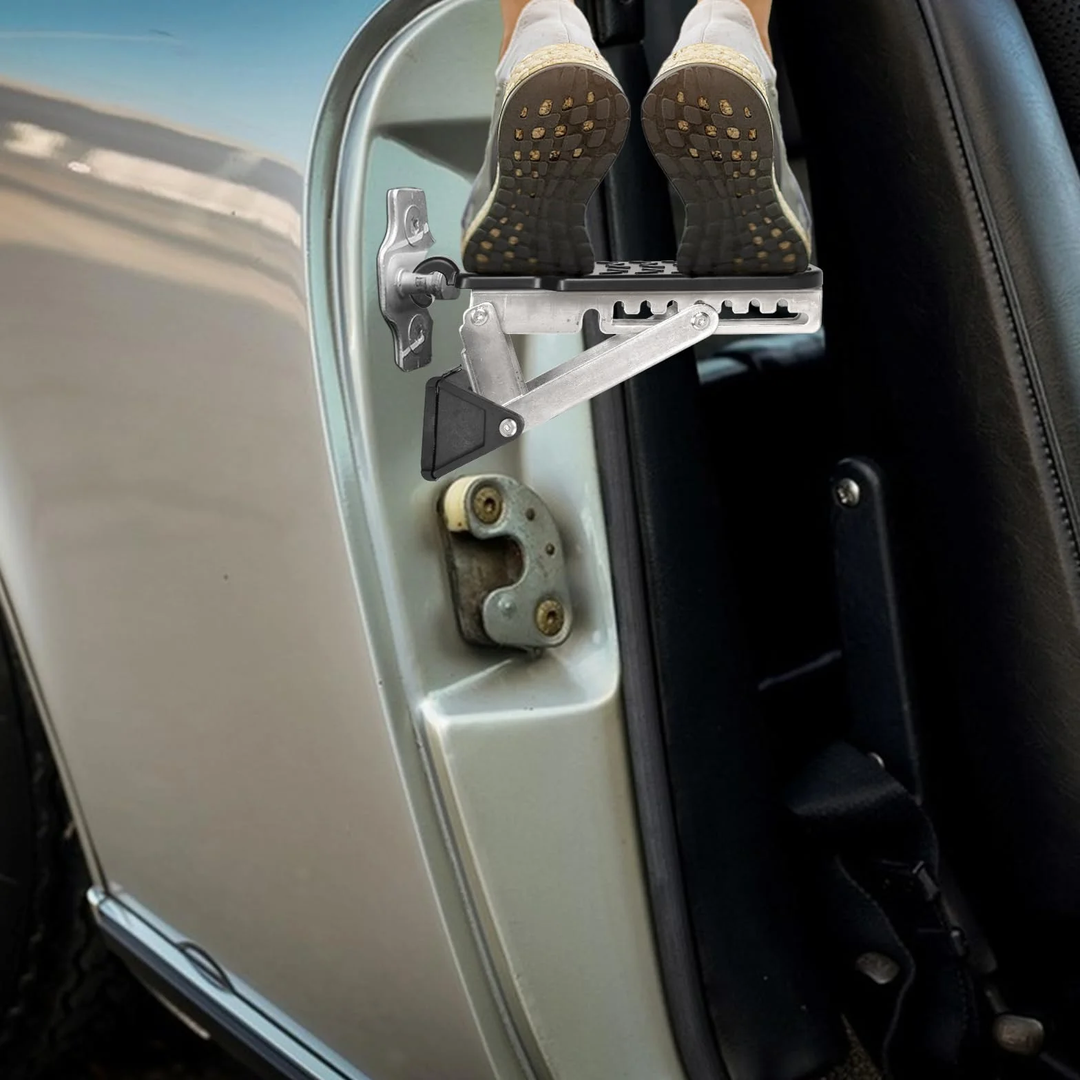 Dokeno Escalón de Puerta de Coche, Pedal de Puerta Plegable para Coche, Paso de la Puerta del Coche Regolabile con Amortiguador, Fácil Acceso al Techo, Apto para la Mayoría de Vehículo, SUV, Jeep, RV