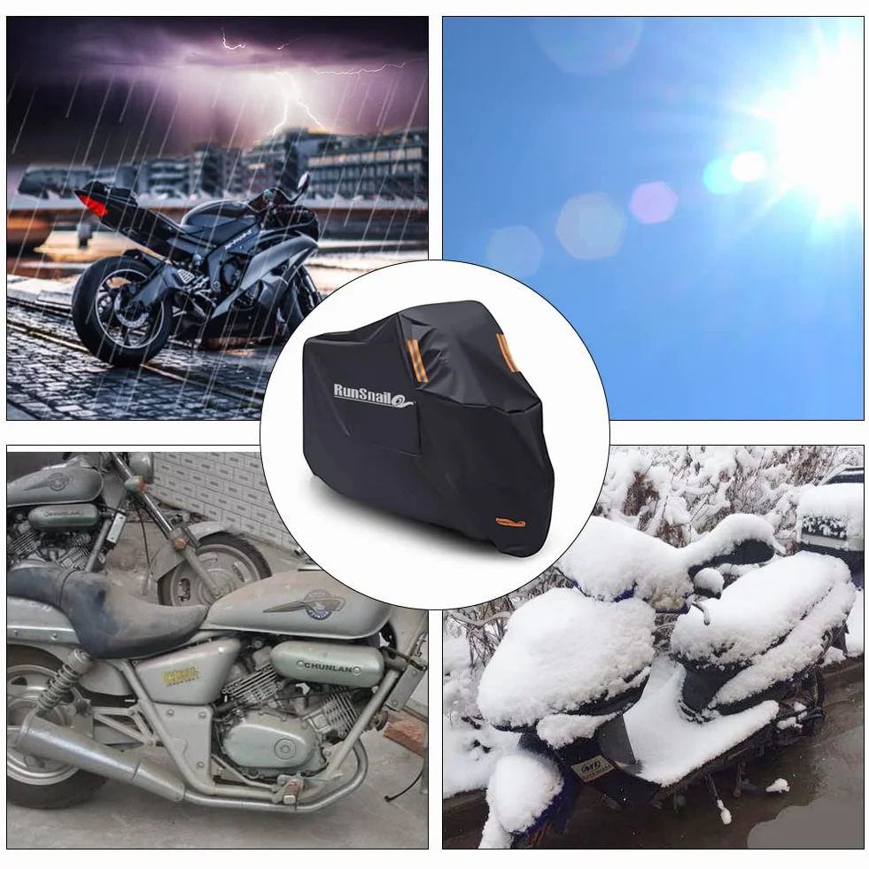 Funda para Moto Scooter XL, Cubierta de Moto Impermeable Protección con Recubrimiento de PU, Dobladillos Elásticos y Cinturón a Prueba de Viento, Se Adapta a Motocicletas de 96,5”/245 cm