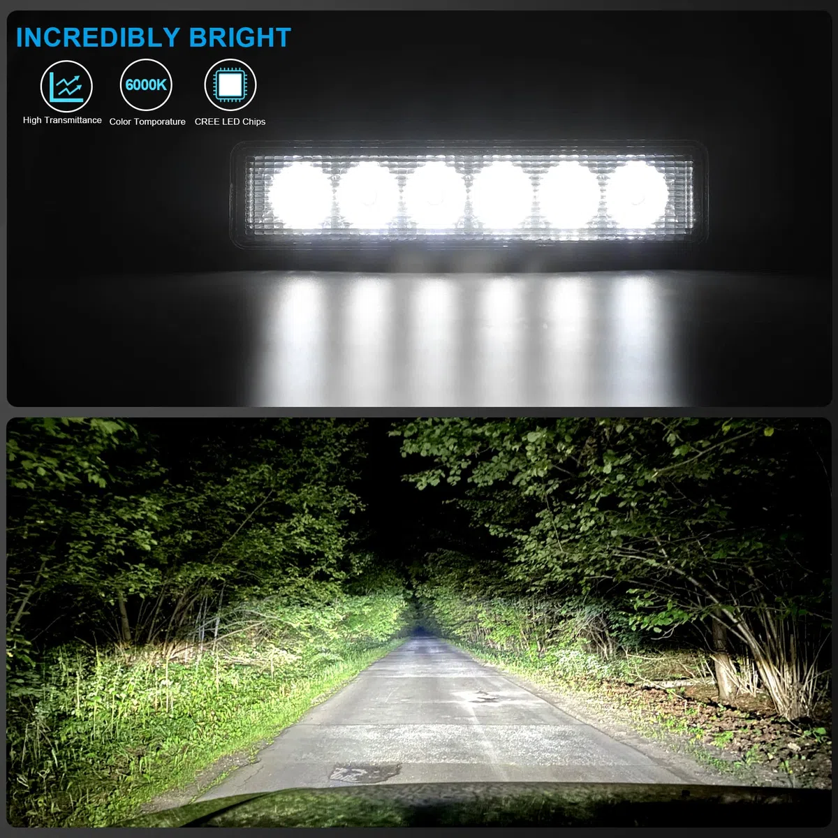 18W Faro Trabajo LED Focos de Coche 12V 24V Faros Led Tractor 9,200LM 6000K IP67 Impermeable Off-Road Foco de Trabajo LED para Moto ATV SUV Tractor Camión Barco(4 Piezas)