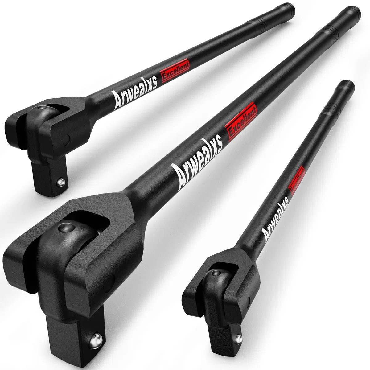 3Pzs Barra Rompedora, 1/4"-18cm, 3/8"-30cm, 1/2"-40cm Mango Articulado, Barra Disyuntor, Reparación de Automóviles y Motocicletas
