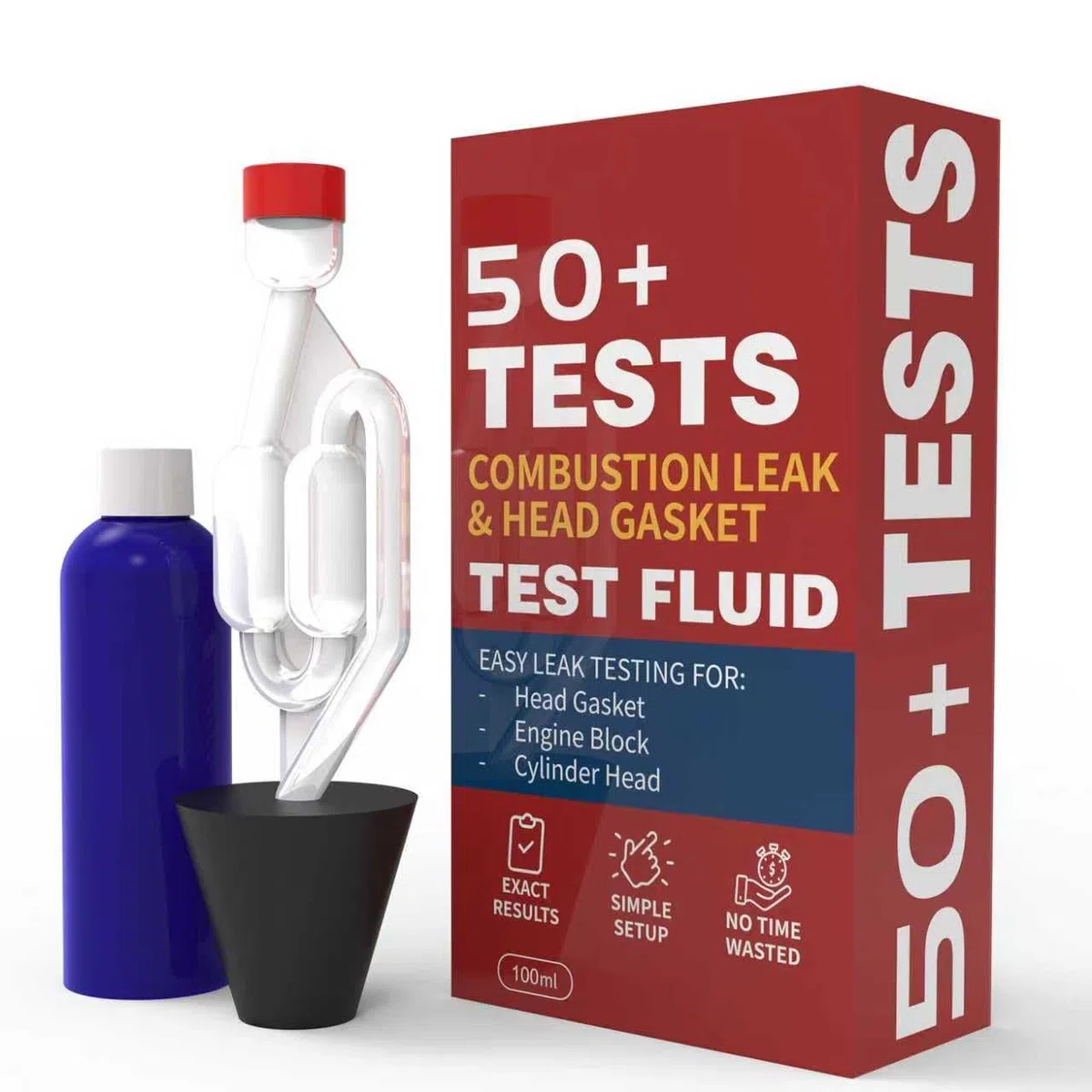 HayaTech - Comprobador Junta Culata CO2 Universal - hasta 50 Tests - Detector Junta Culata Detector Fugas de Gases de Combustión Block Tester para Motores Diésel y Gasolina Kit de Diagnóstico Rápido