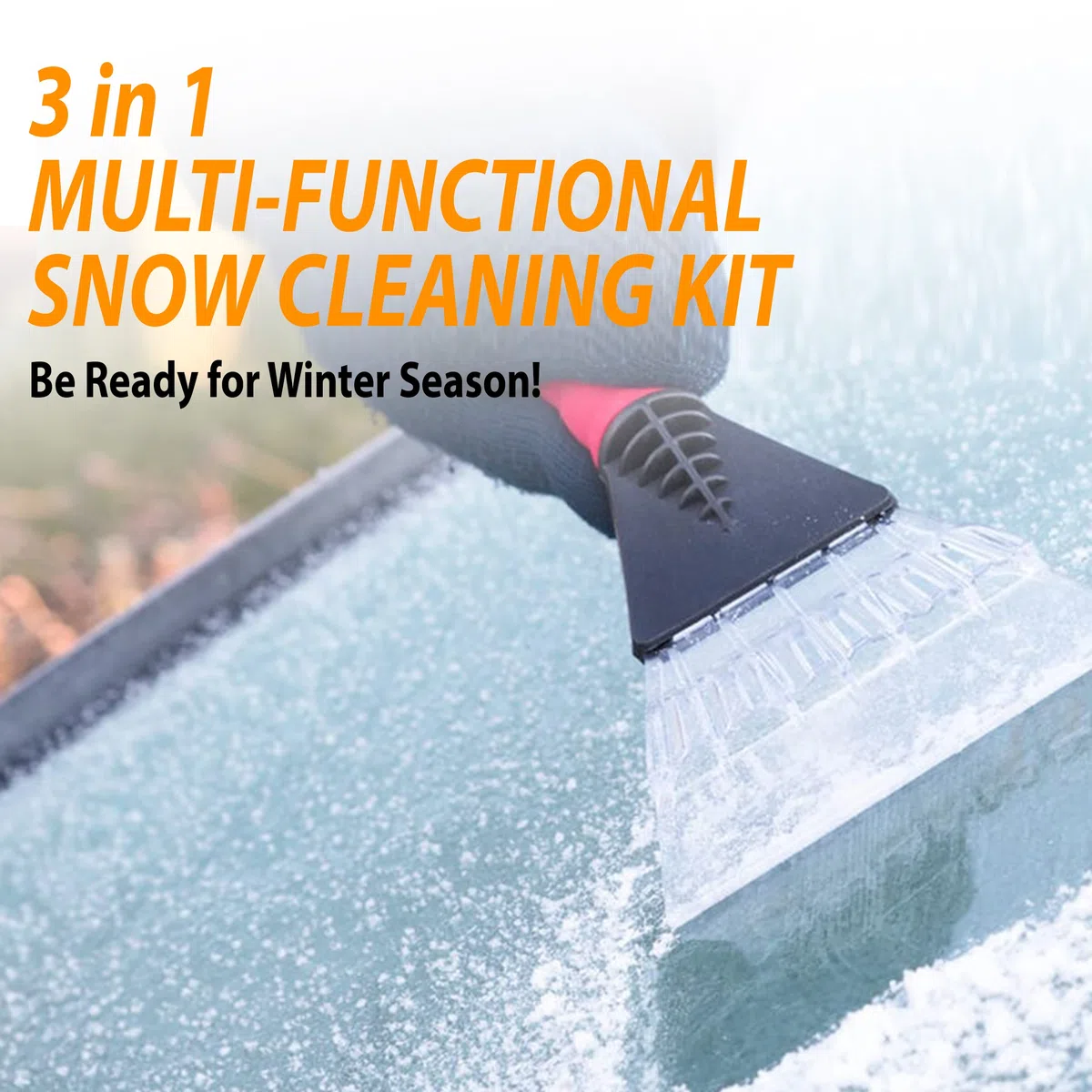 ZONETECH Kit de Cepillo de Nieve de Cabezales reemplazables 3 en 1, Pala portátil para Quitar Nieve, raspador de Hielo y Cepillo de Nieve para Coche