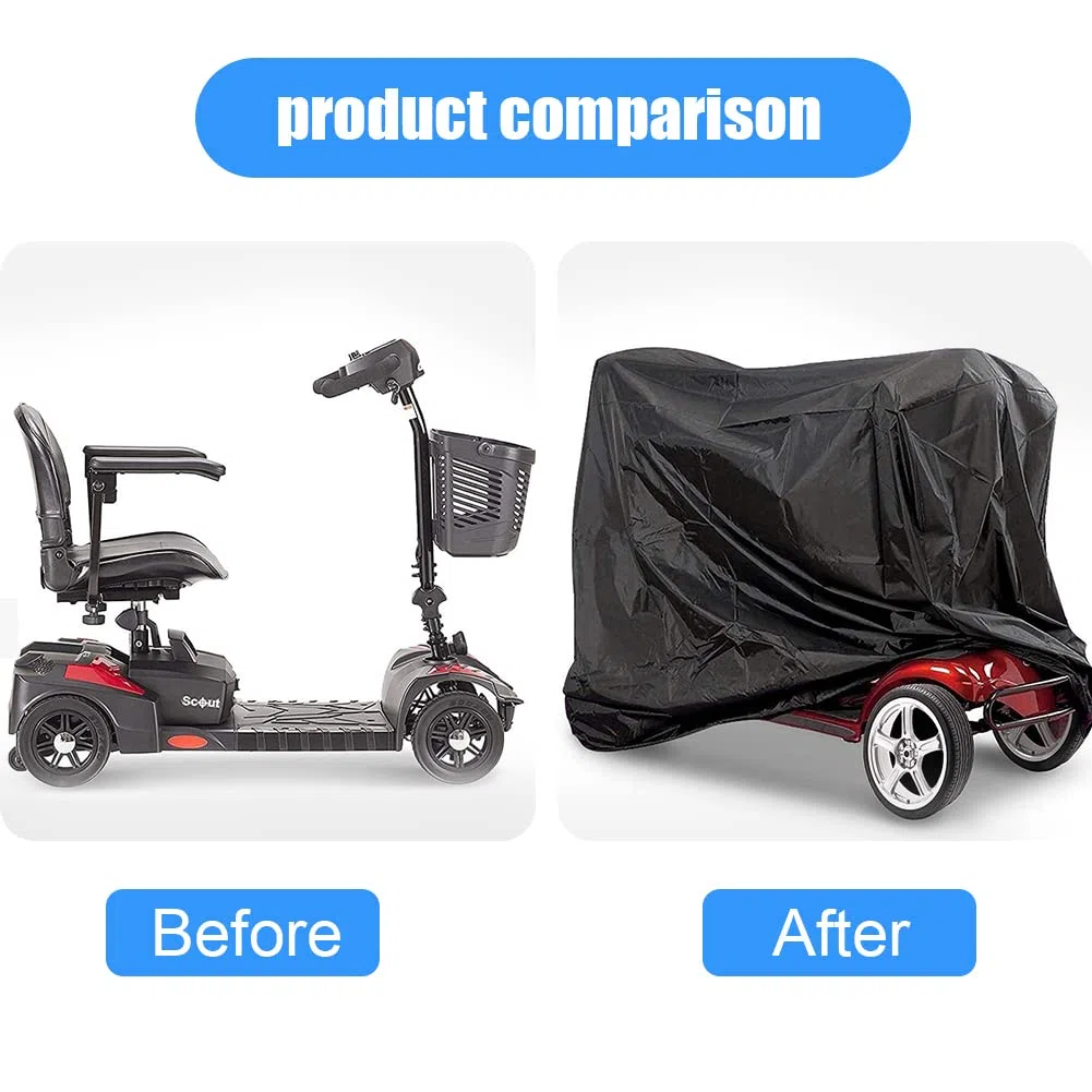 Funda para Scooter de Movilidad, 210D Oxford Impermeable Silla de Ruedas Scooter Funda Protectora para Scooter de Movilidad Impermeable Protege del Polvo Suciedad Nieve Luz Solar Lluvia