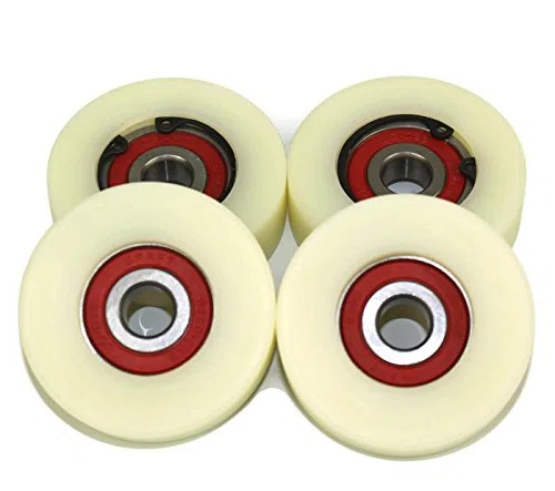 Juego de 4 rodillos de nailon mecanizado de 50 mm de diámetro, fabricadas en la UE, 16mm wide-10mm bearing, 4