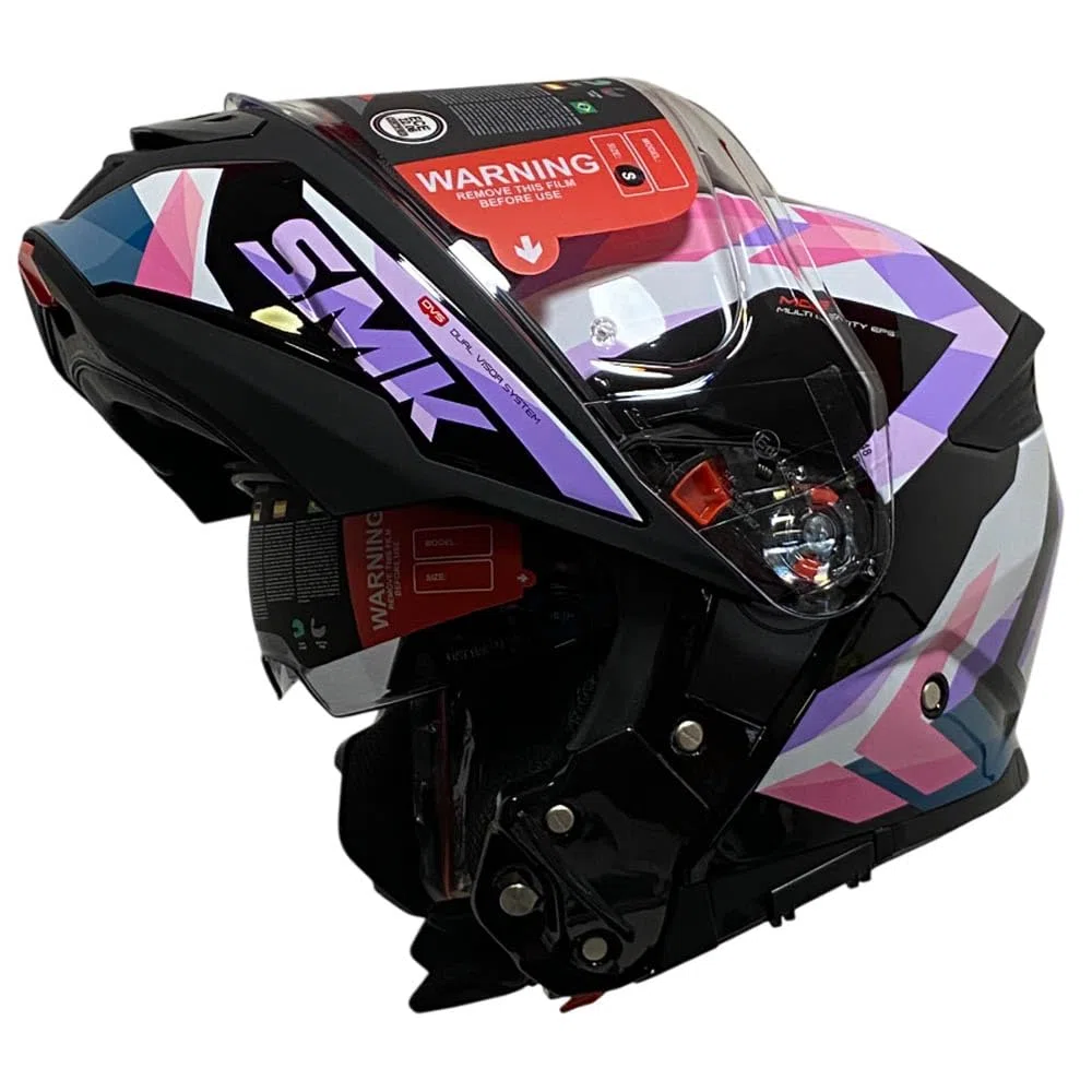 Casco de Moto Modular SMK Gullwing Charger Rosa Abatible con Visor Solar - Homologado P/J ECE 22.06 - Designed